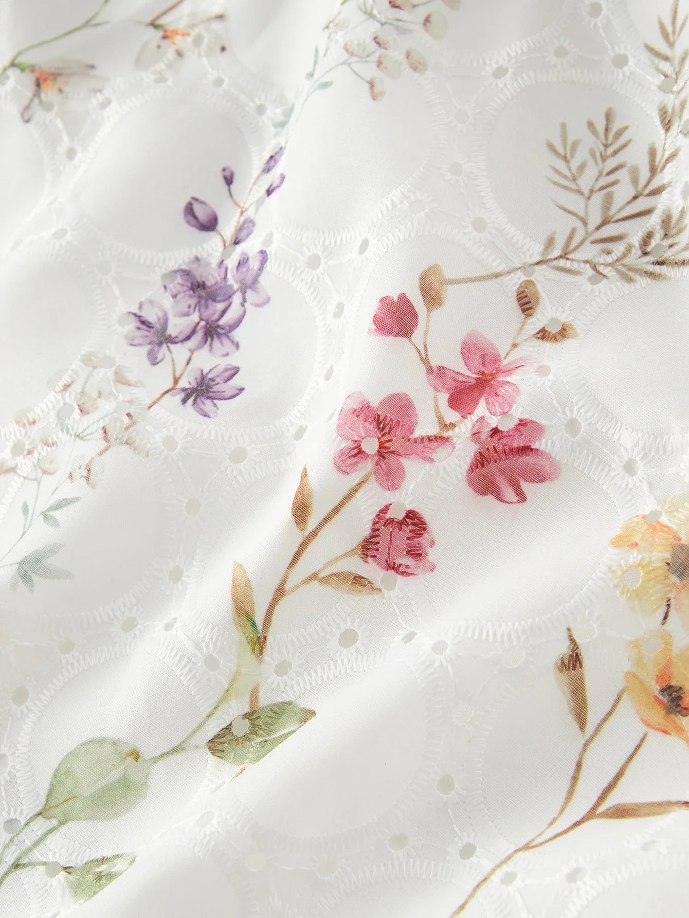 PREMIUM EYELET EMBROIDERY ONE SHOULDER DRESS