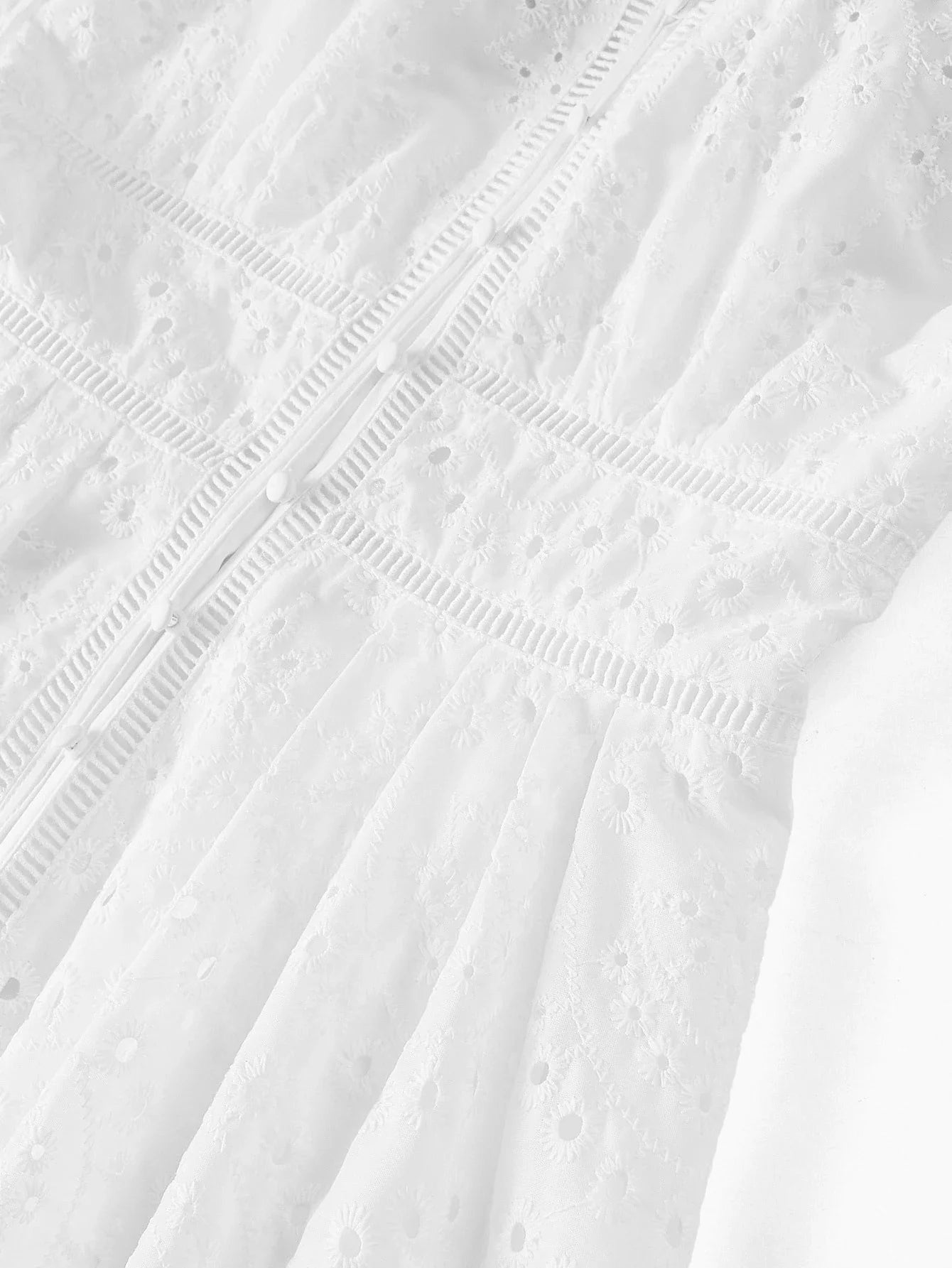 PREMIUM EYELET EMBROIDERY RUFFLE HEM DRESS