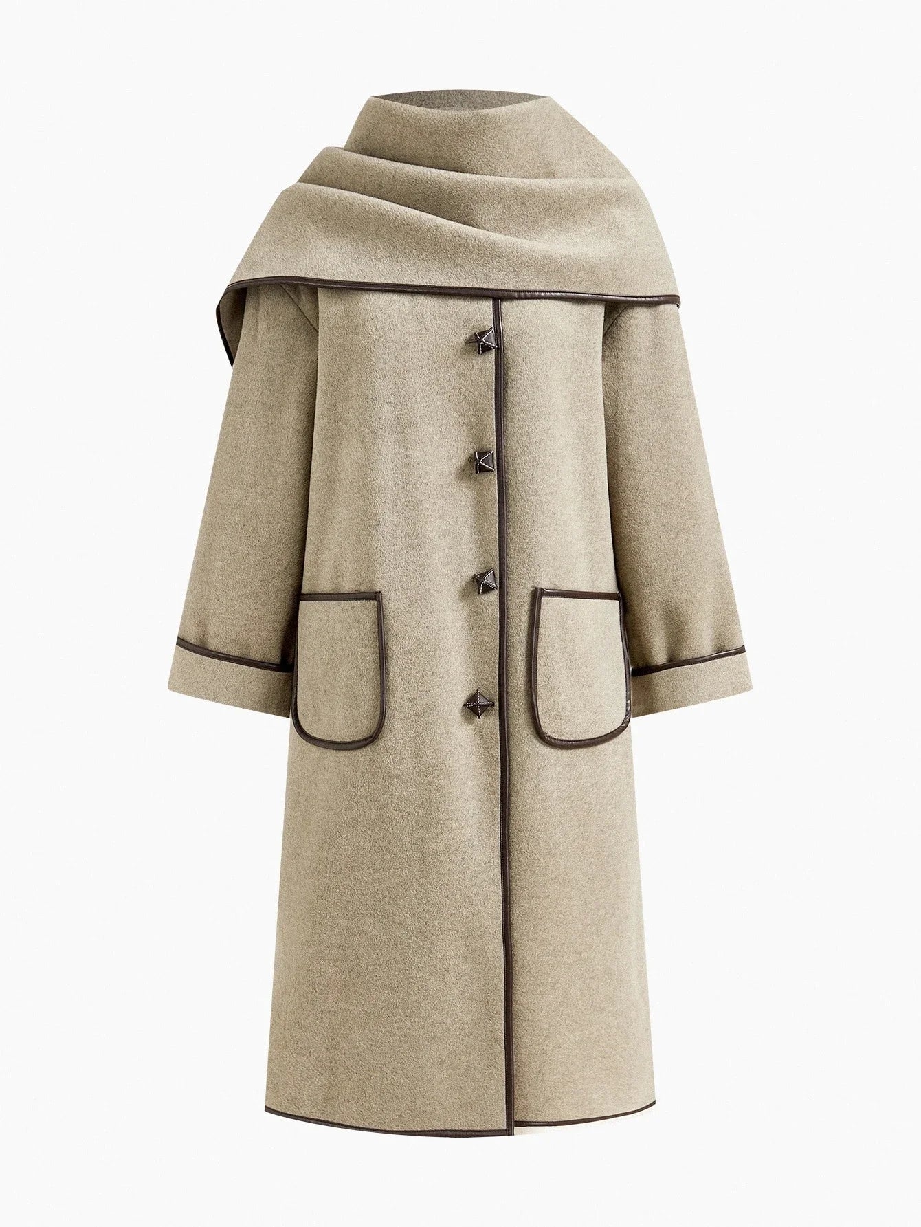 PREMIUM FASHIONABLE RETRO CONTRAST TRIM OVERCOAT