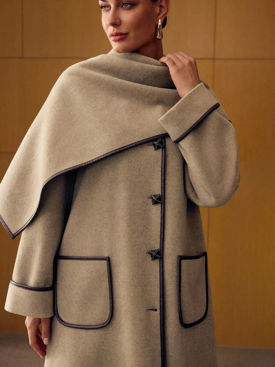 PREMIUM FASHIONABLE RETRO CONTRAST TRIM OVERCOAT