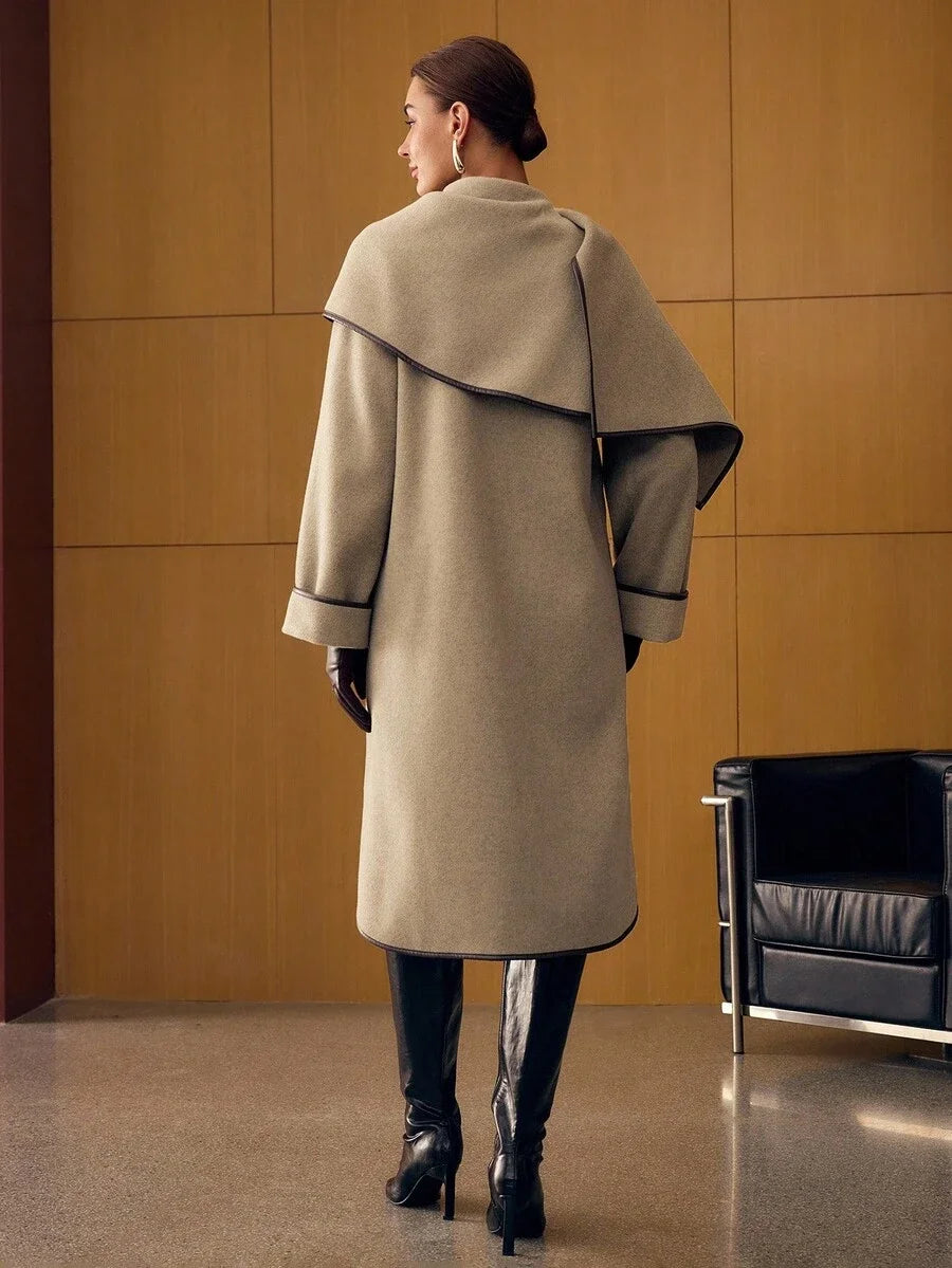 PREMIUM FASHIONABLE RETRO CONTRAST TRIM OVERCOAT