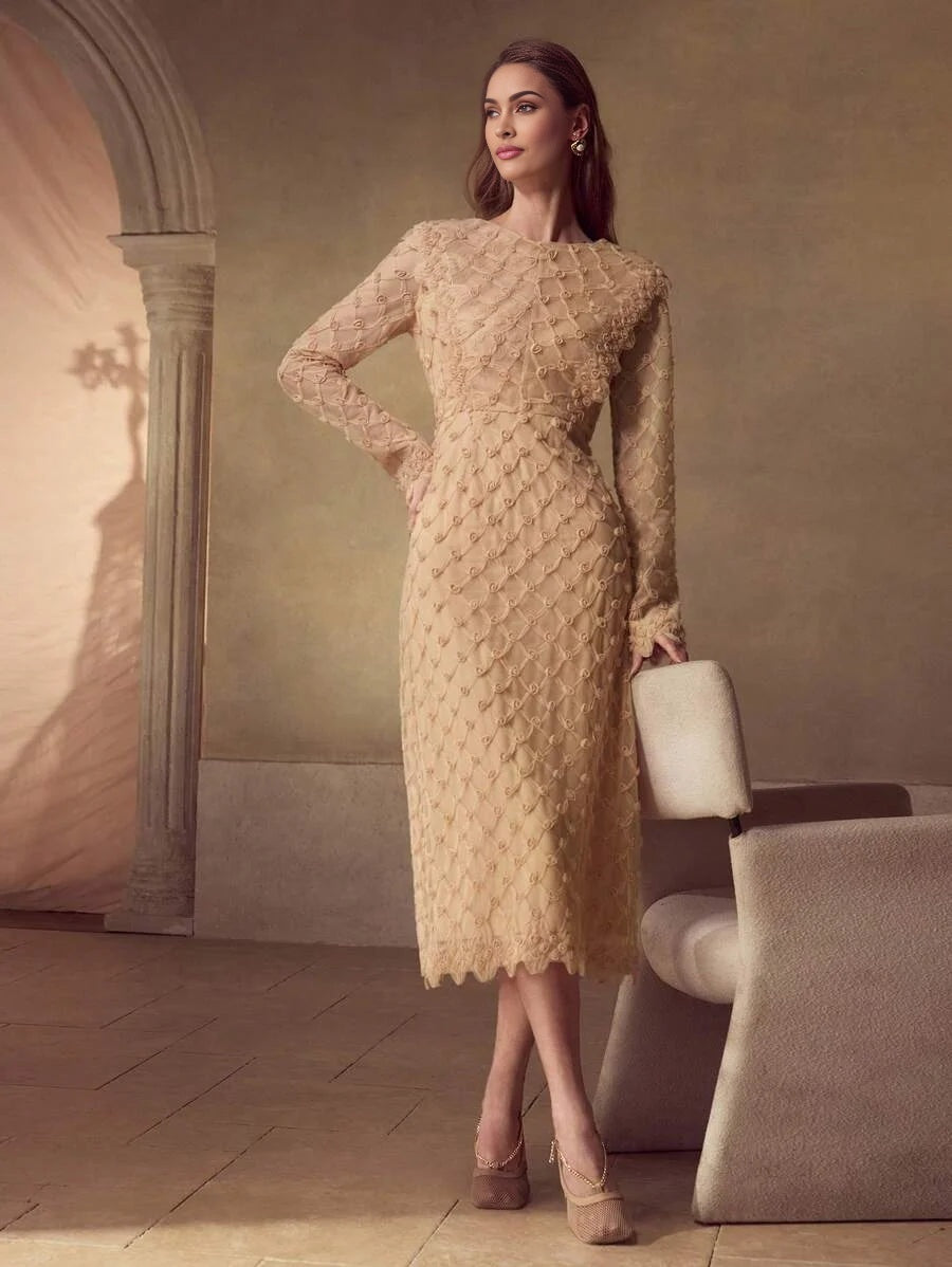 PREMIUM FASHIONABLE WAISTCINCHING ROSE PRINT BACK SLIT ELEGANT WOMEN DRESS