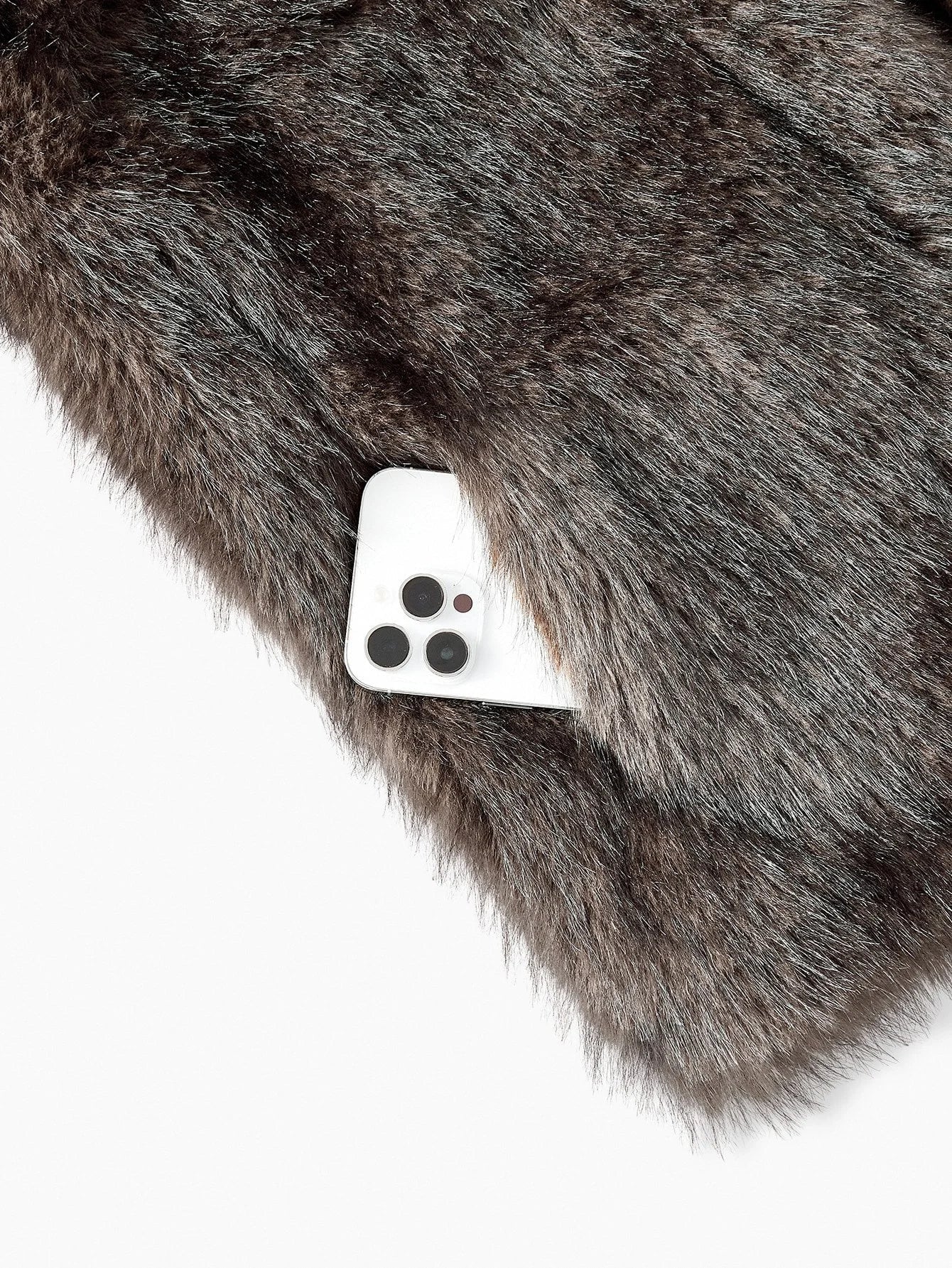 PREMIUM FAUX FUR SOLID COLLAR COAT FALL WINTER