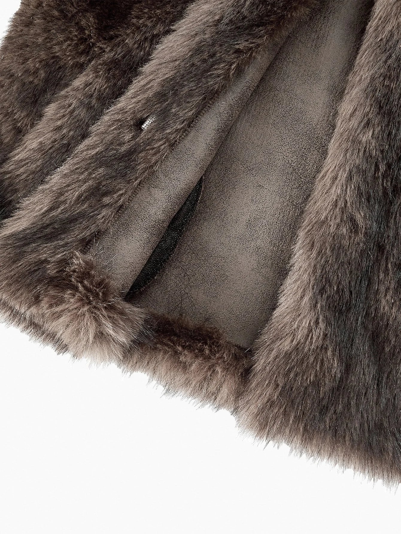 PREMIUM FAUX FUR SOLID COLLAR COAT FALL WINTER