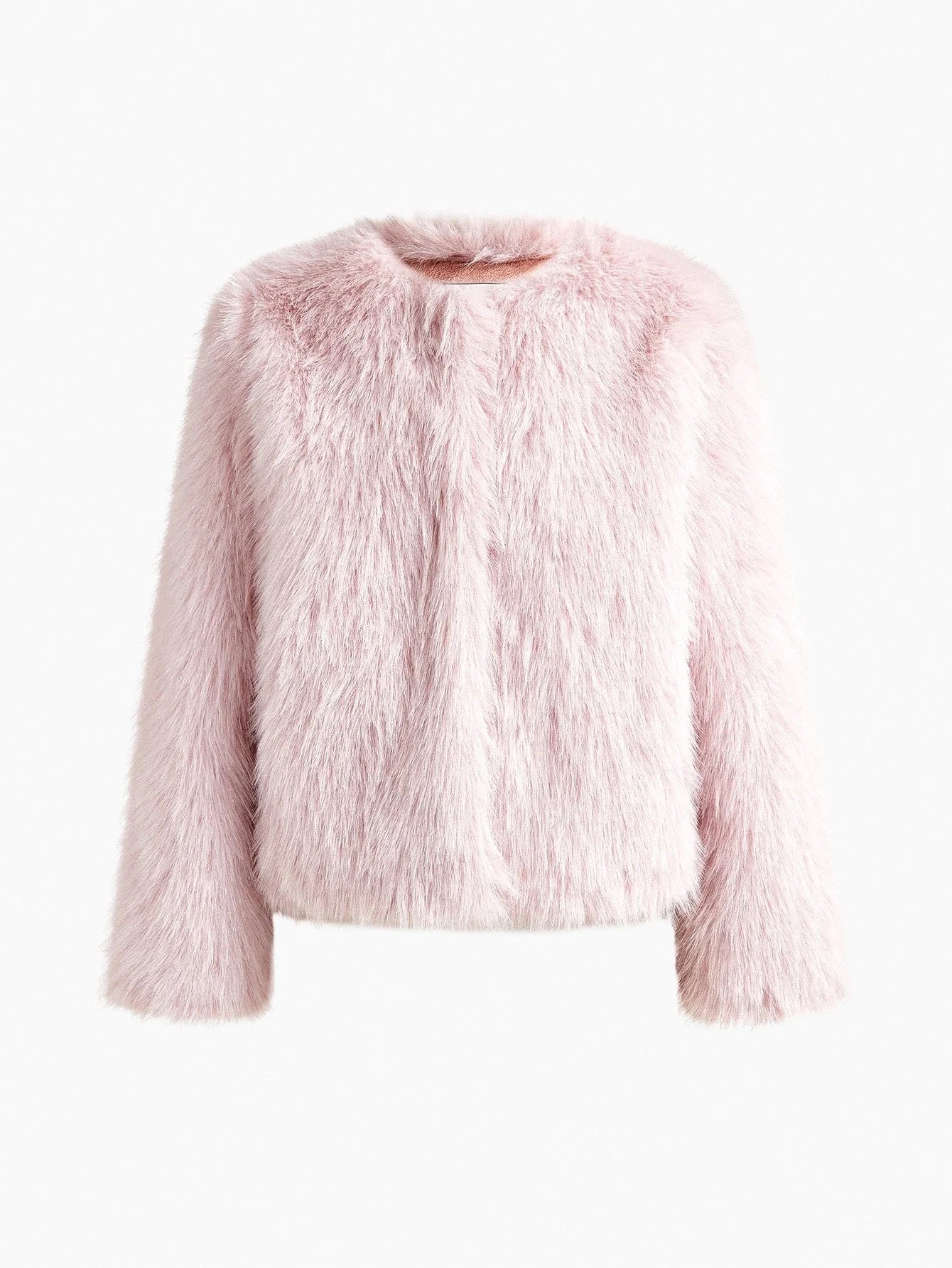 PREMIUM FAUX FUR SOLID OPEN FRONT COAT FALL WINTER