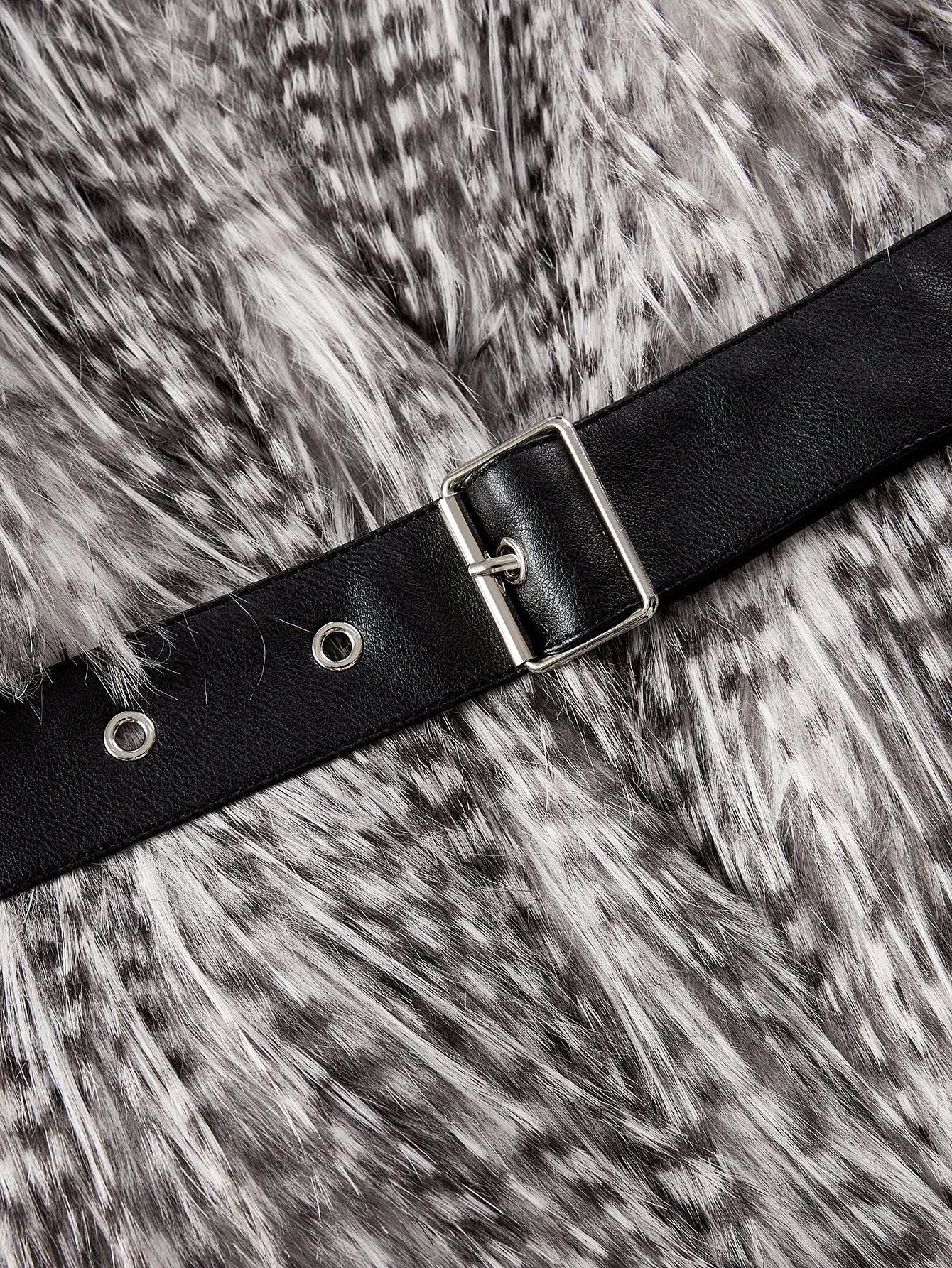 PREMIUM FAUX FUR VEST COAT WITH BELT FALL WINTER