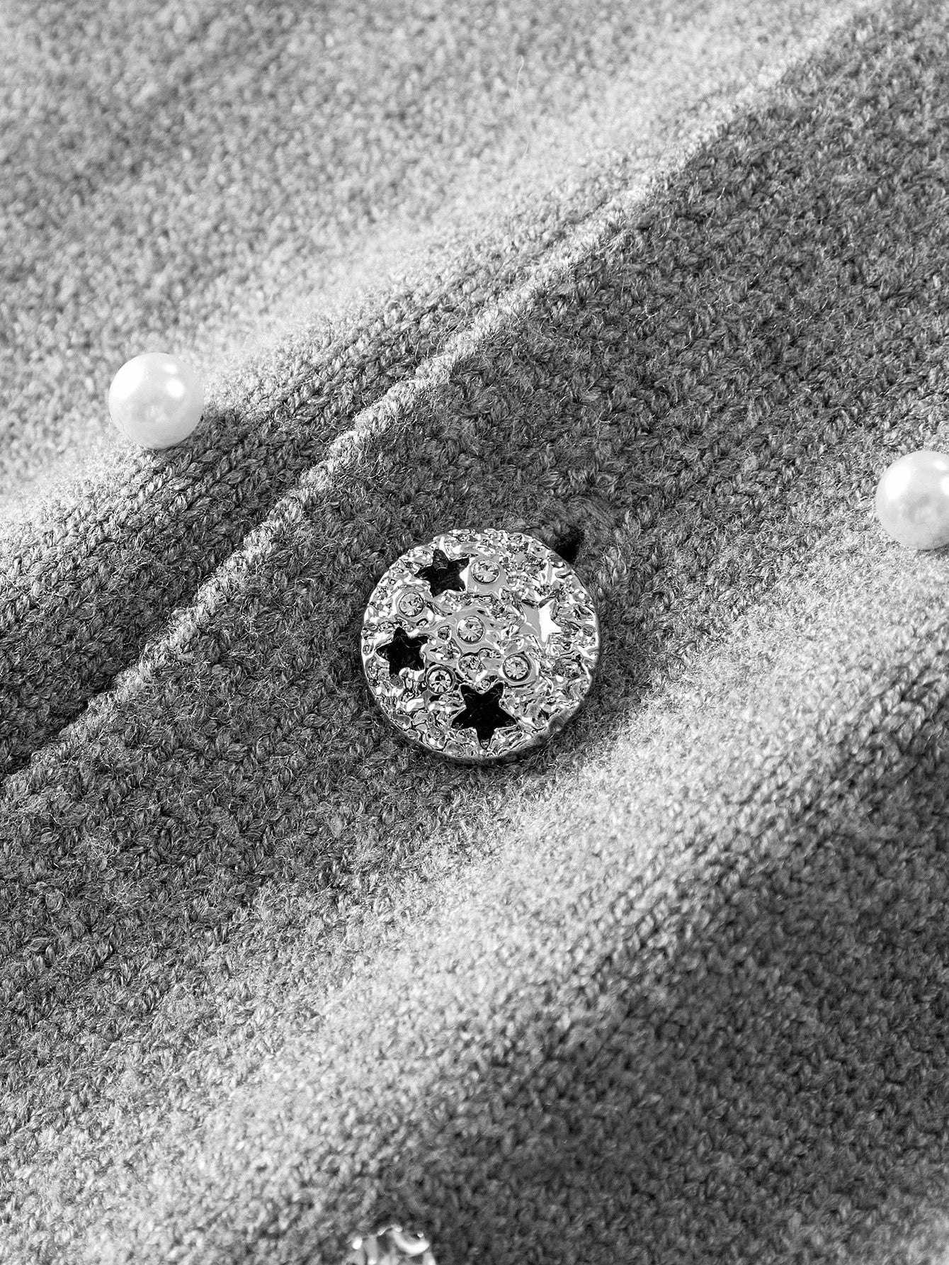 PREMIUM FAUX PEARL amp RHINESTONE BUTTON UP CARDIGAN FOR AUTUMN amp WINTER