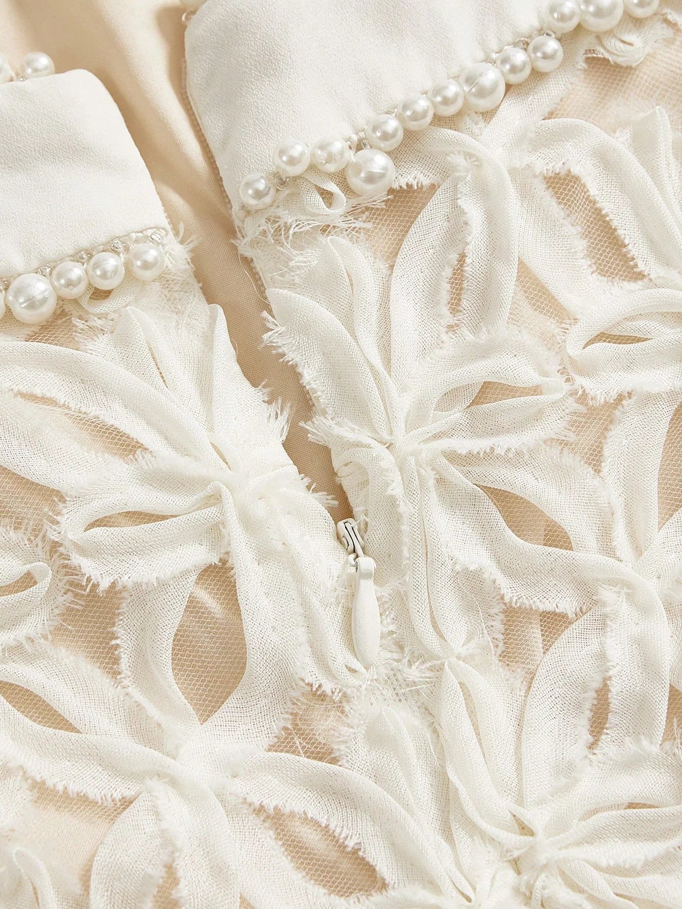 PREMIUM FAUX PEARL BEADED GATHERED DRESS