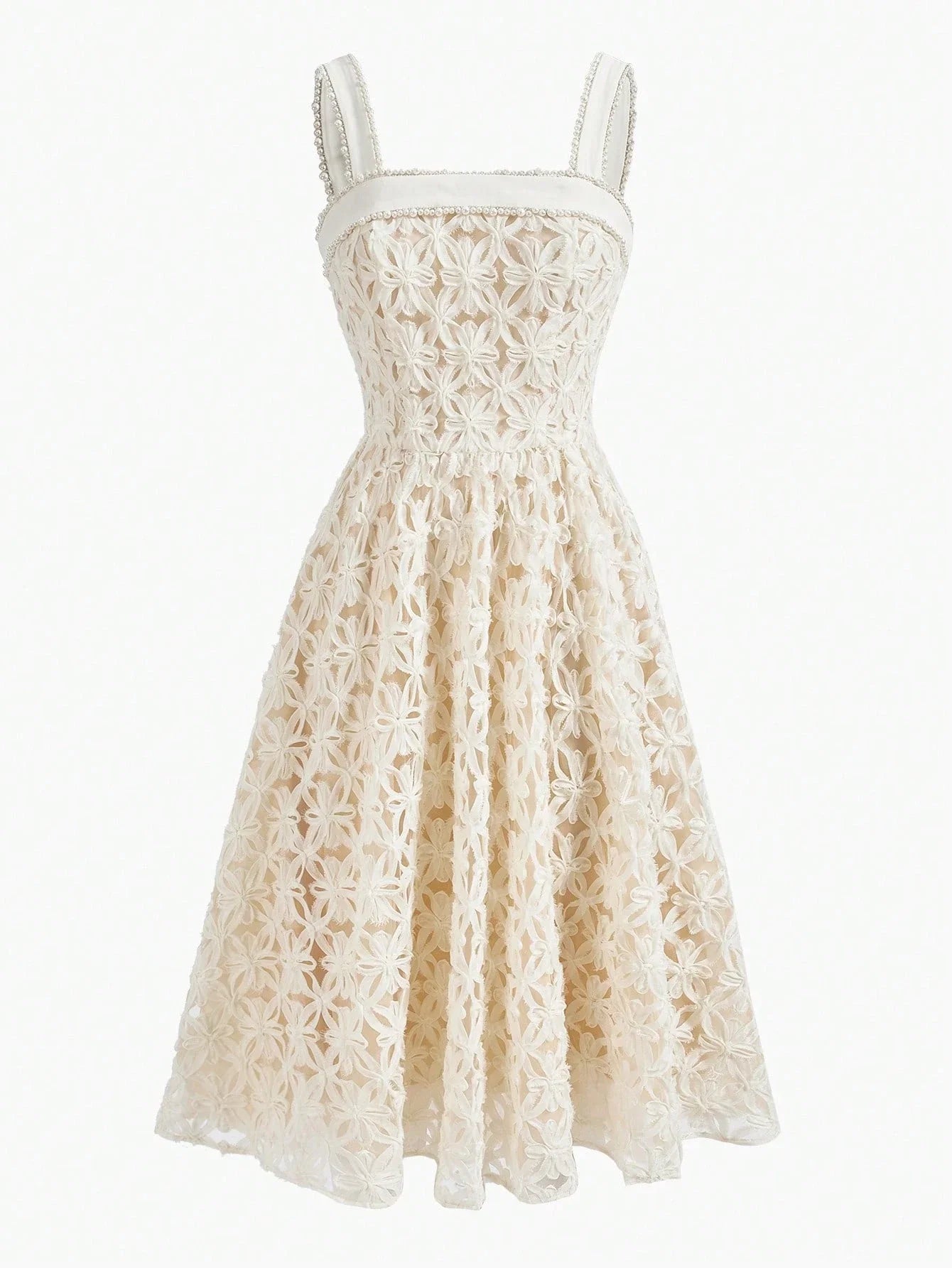 PREMIUM FAUX PEARL BEADED GATHERED DRESS