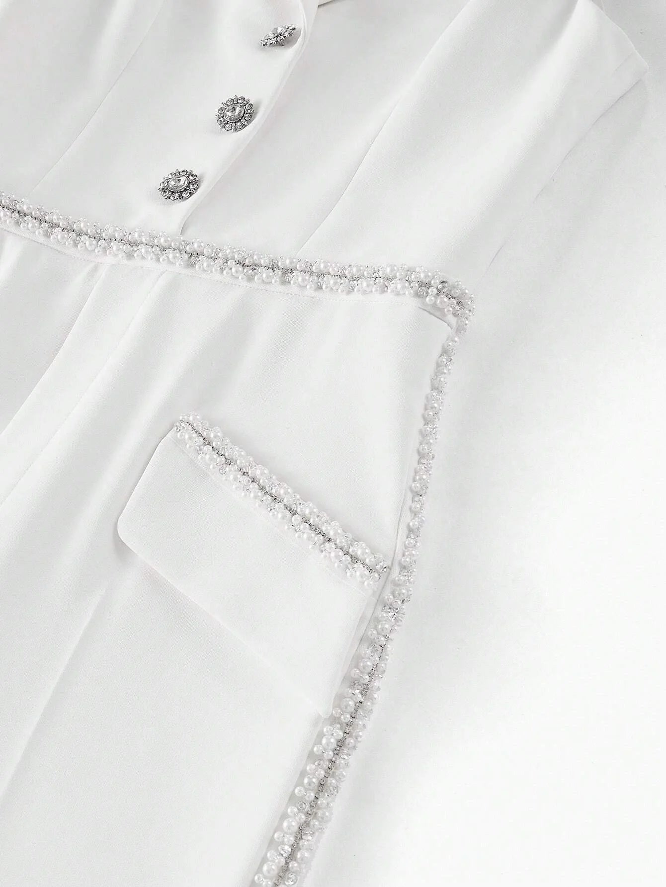 PREMIUM FAUX PEARL BEADED PRESS CREASE JUMPSUIT