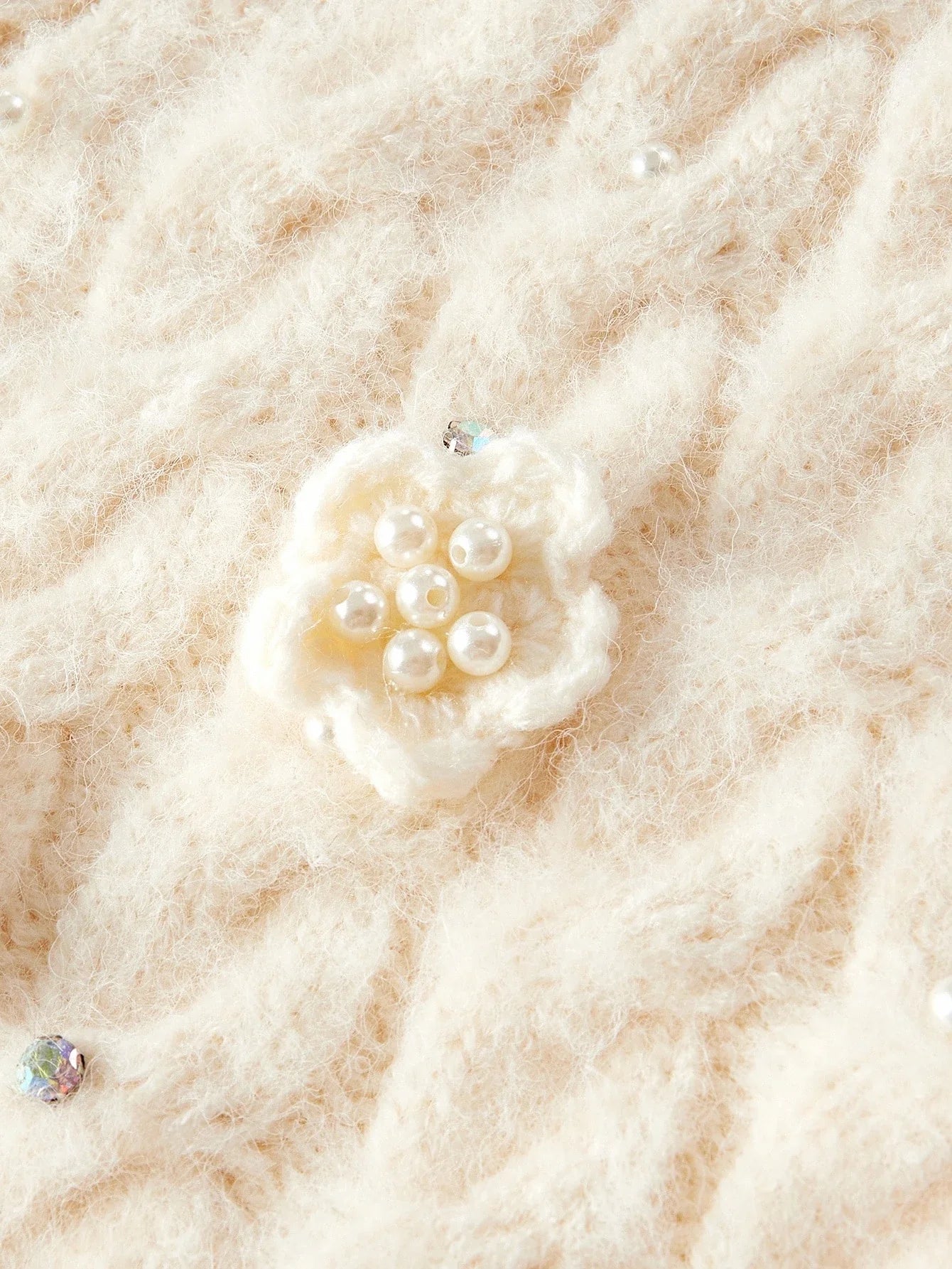 PREMIUM FAUX PEARL DETAIL BUTTON UP CARDIGAN FOR WINTER