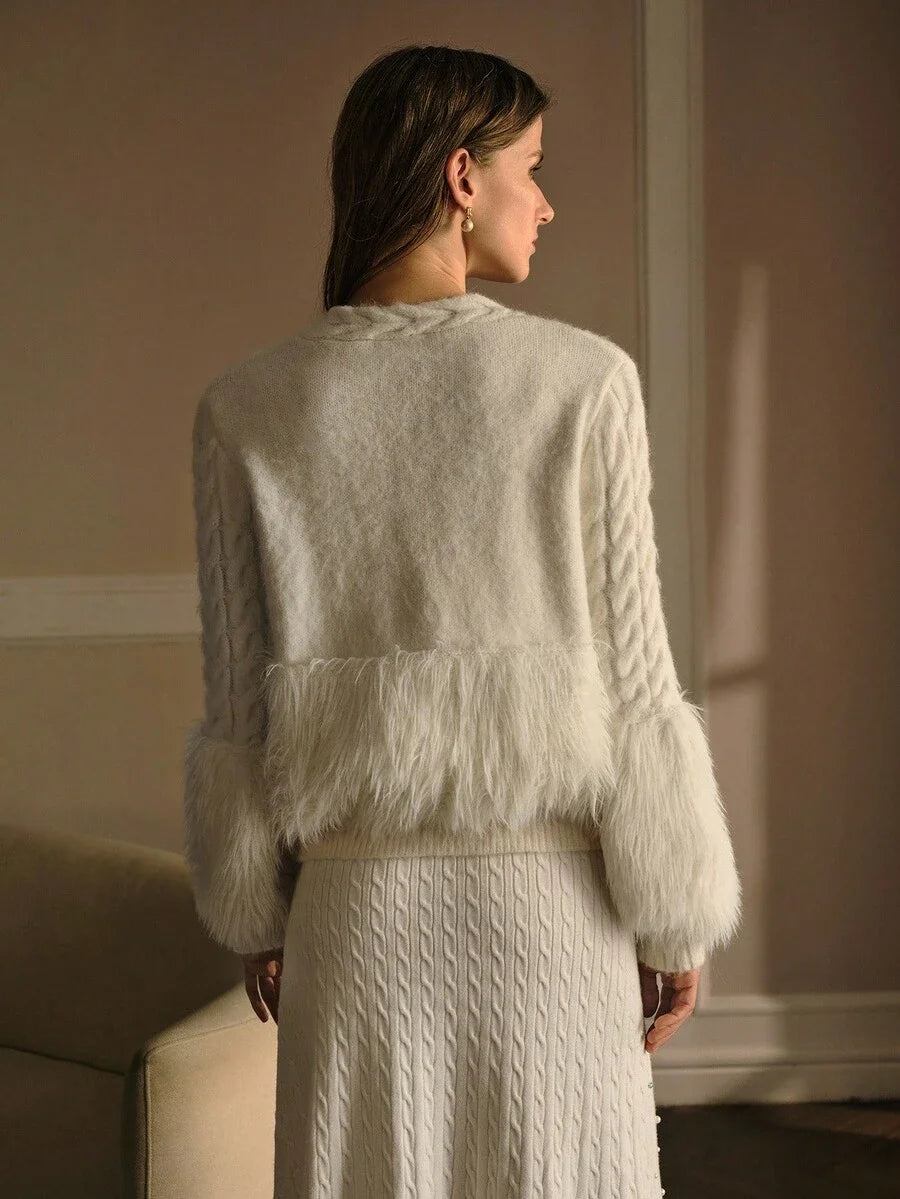 PREMIUM FAUX PEARL DETAIL BUTTON UP CARDIGAN FOR WINTER