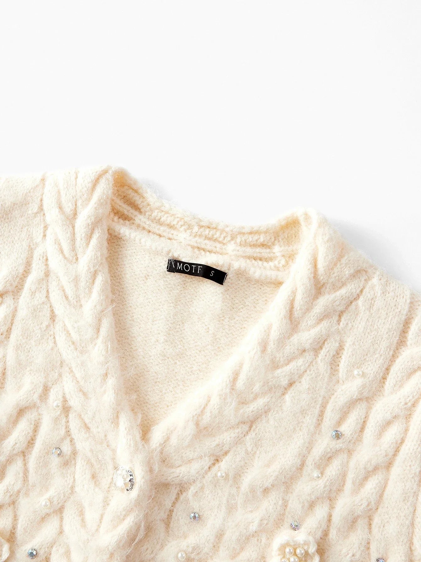 PREMIUM FAUX PEARL DETAIL BUTTON UP CARDIGAN FOR WINTER