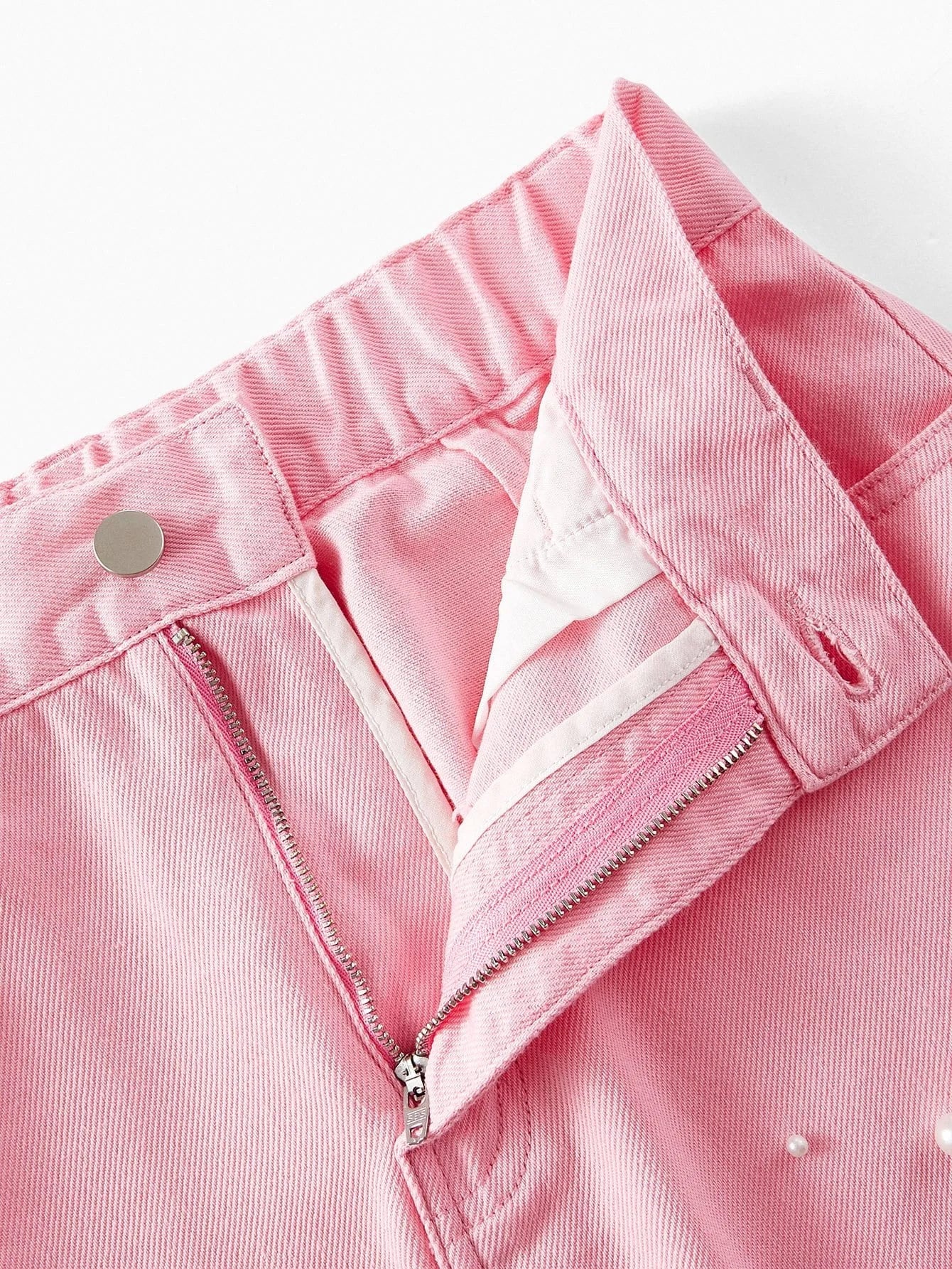 PREMIUM FAUX PEARL DETAIL DENIM SHIRT amp SKIRT SET