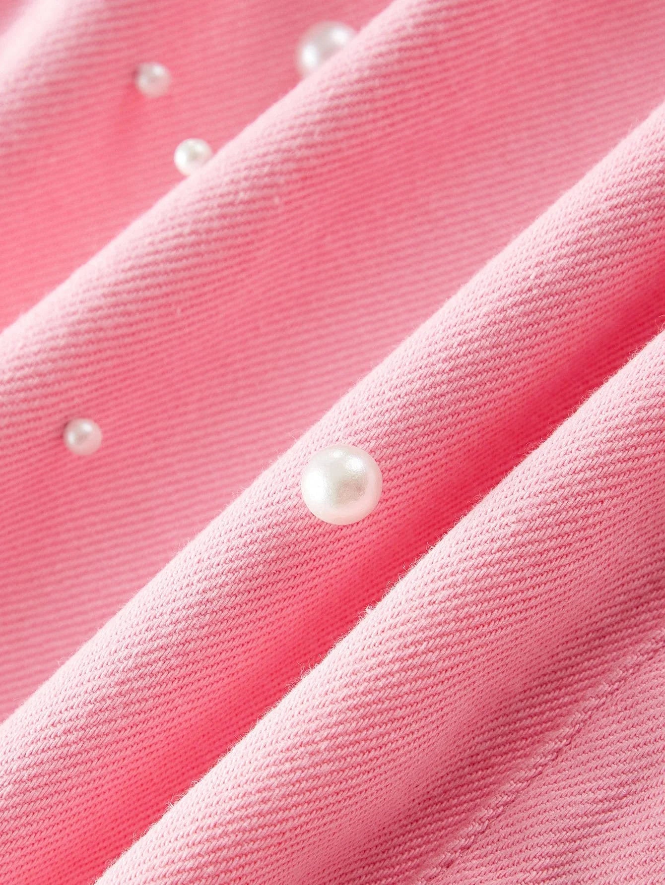 PREMIUM FAUX PEARL DETAIL DENIM SHIRT amp SKIRT SET