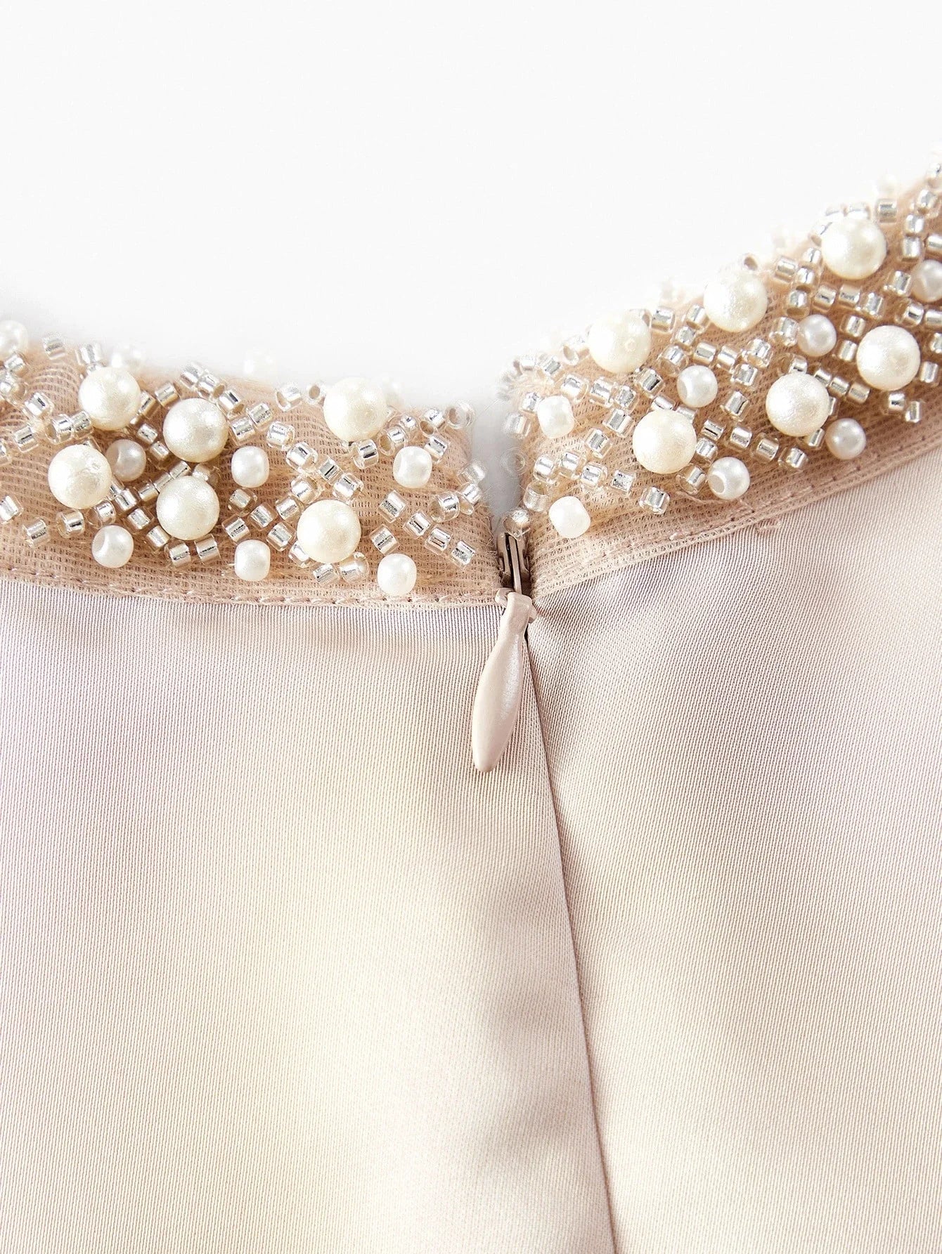 PREMIUM FAUX PEARL DETAIL SPLIT THIGH COCKTAIL DRESS