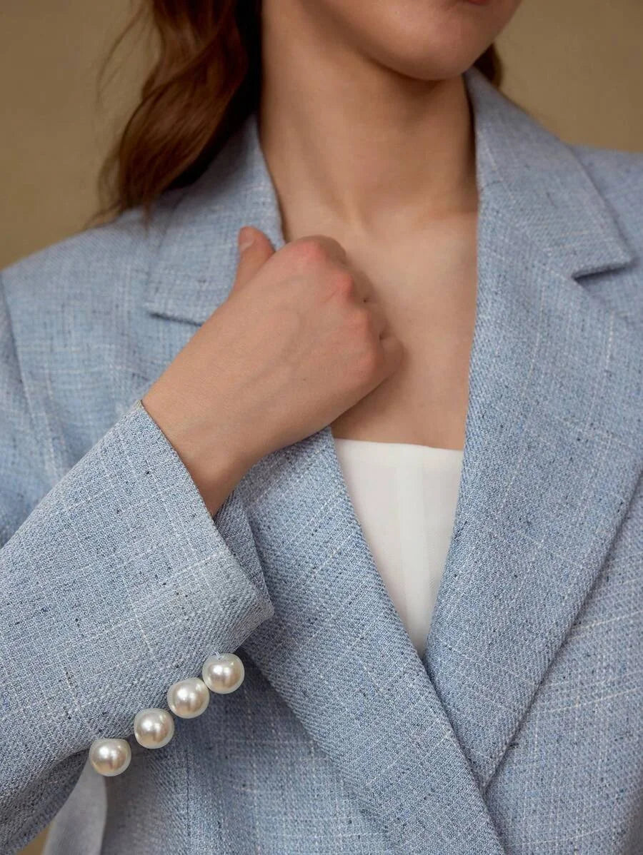 PREMIUM FAUX PEARL DOUBLE BREASTED BLAZER