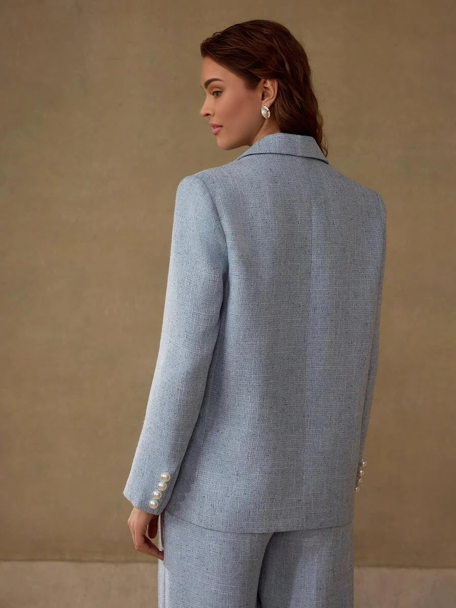 PREMIUM FAUX PEARL DOUBLE BREASTED BLAZER