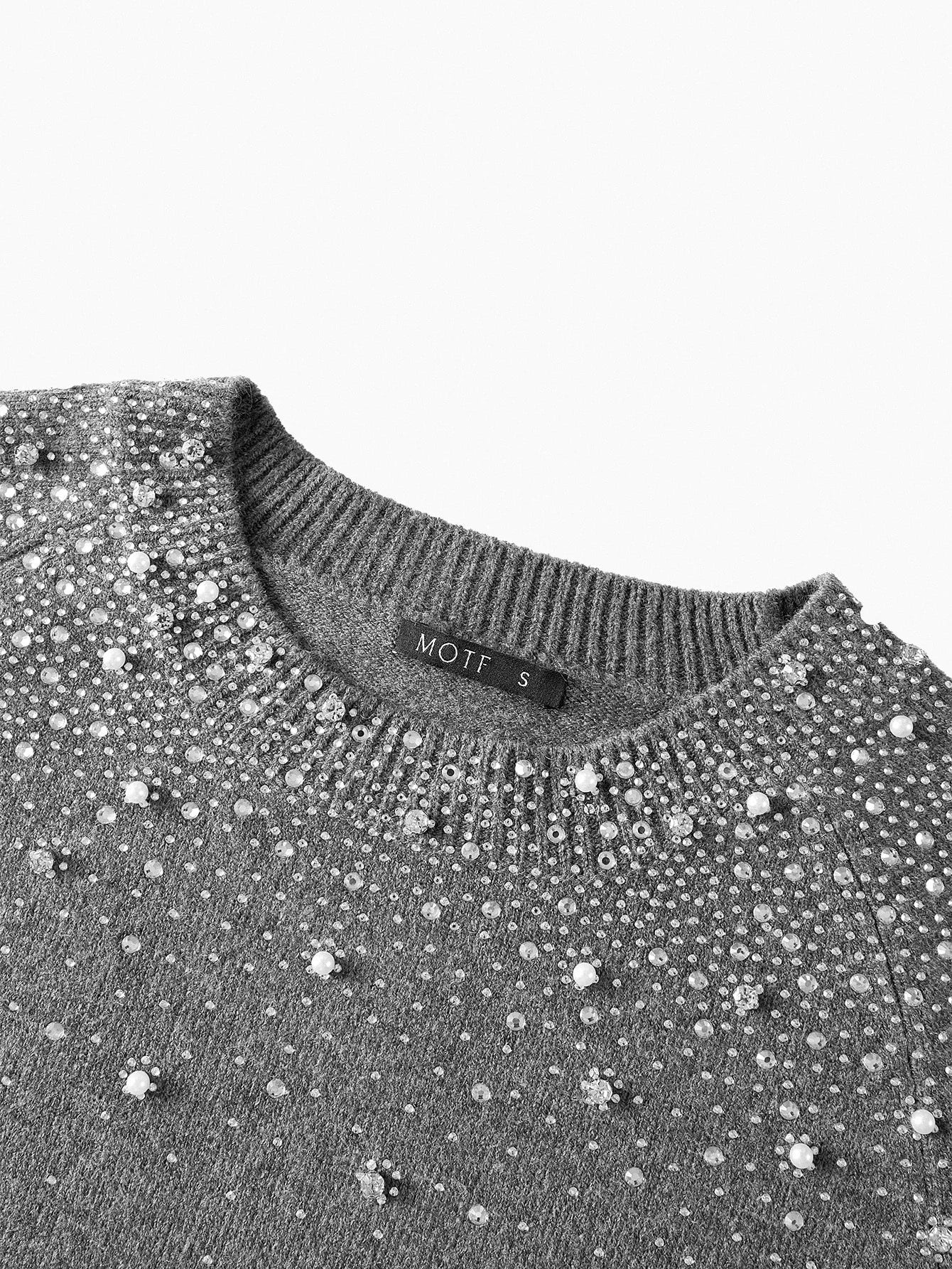 PREMIUM FAUX PEARL RHINESTONE DETAIL TOP amp PANTS SWEATER SET AUTUMNWINTER