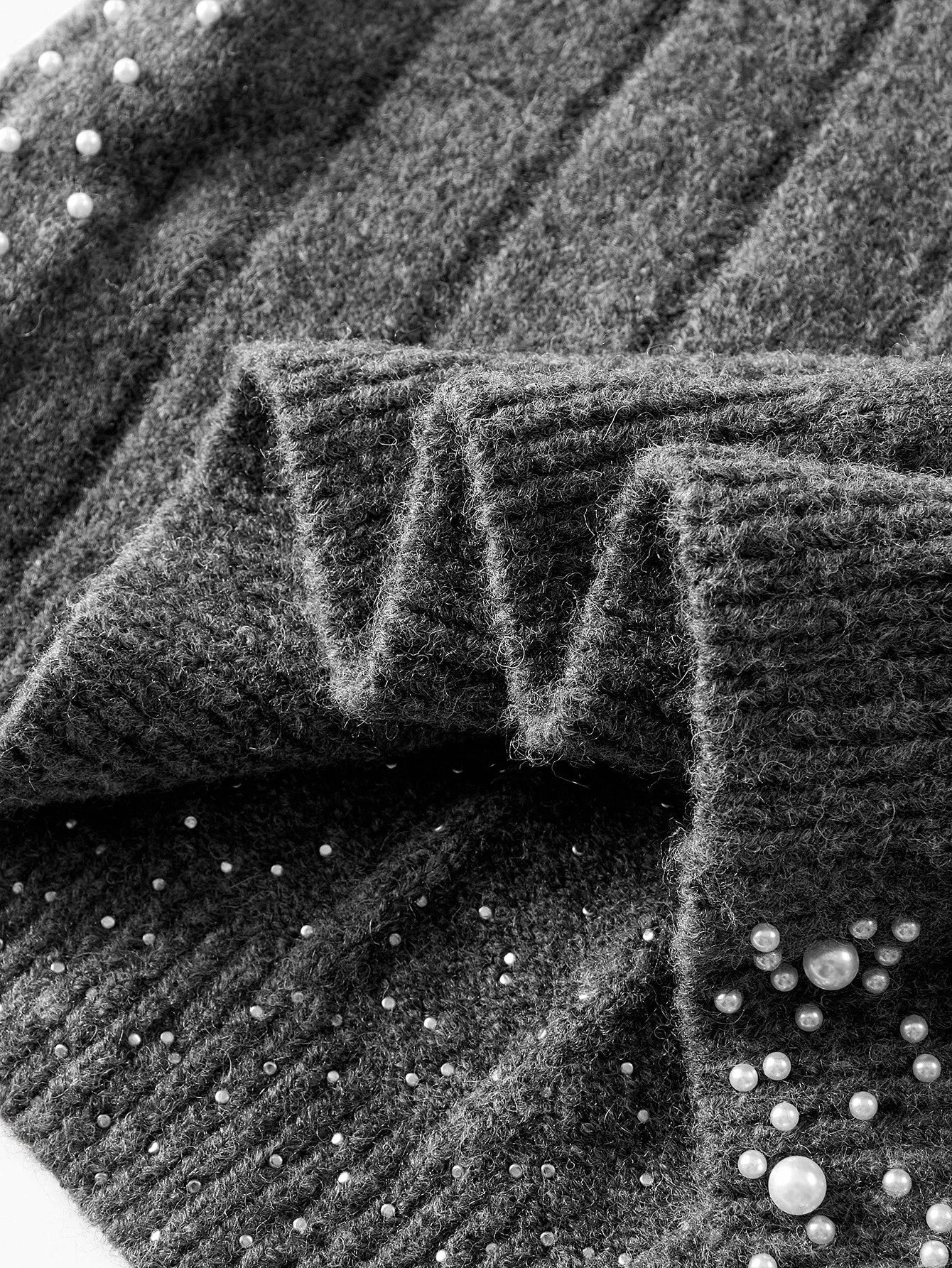 PREMIUM FAUX PEARL RIBKNIT TOP amp SKIRT SWEATER SET