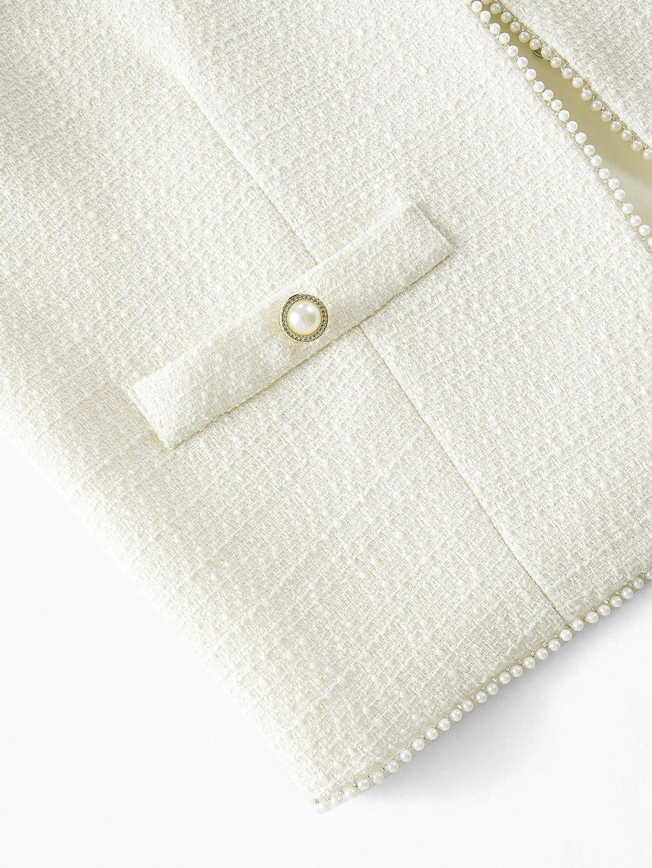 PREMIUM FAUX PEARL TRIM APPLIQUES COAT