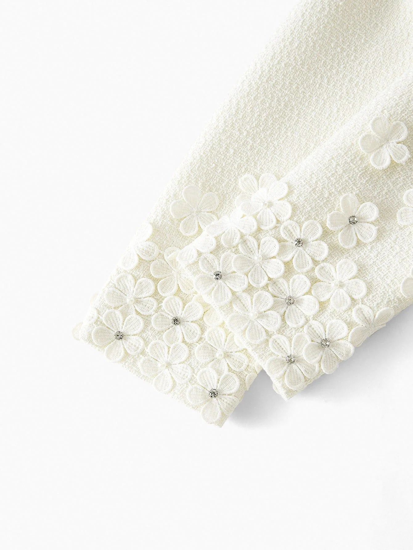 PREMIUM FAUX PEARL TRIM APPLIQUES COAT