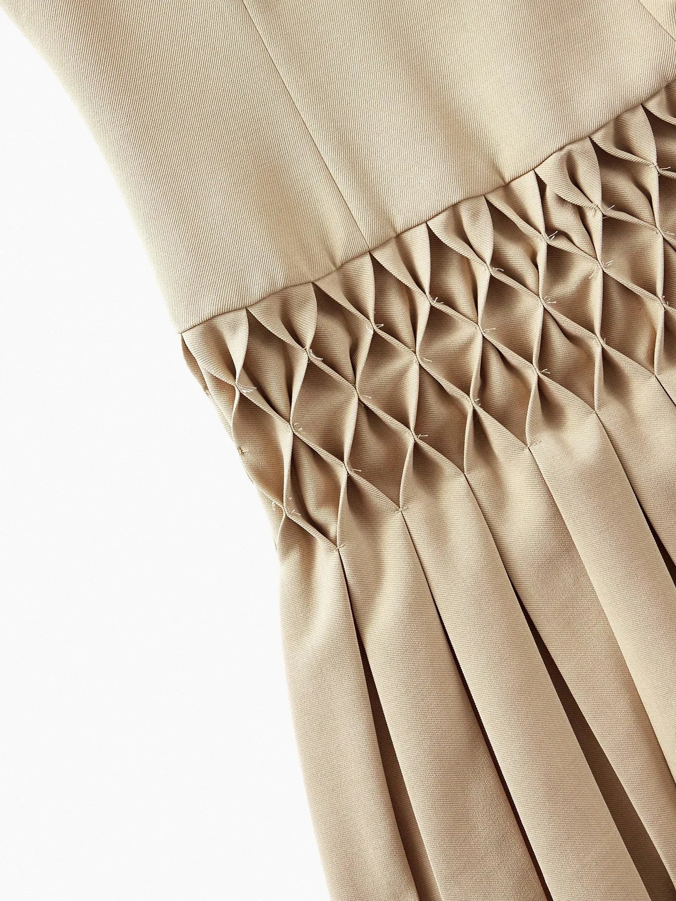 PREMIUM FAUX PEARL TRIM PLEATED DRESS