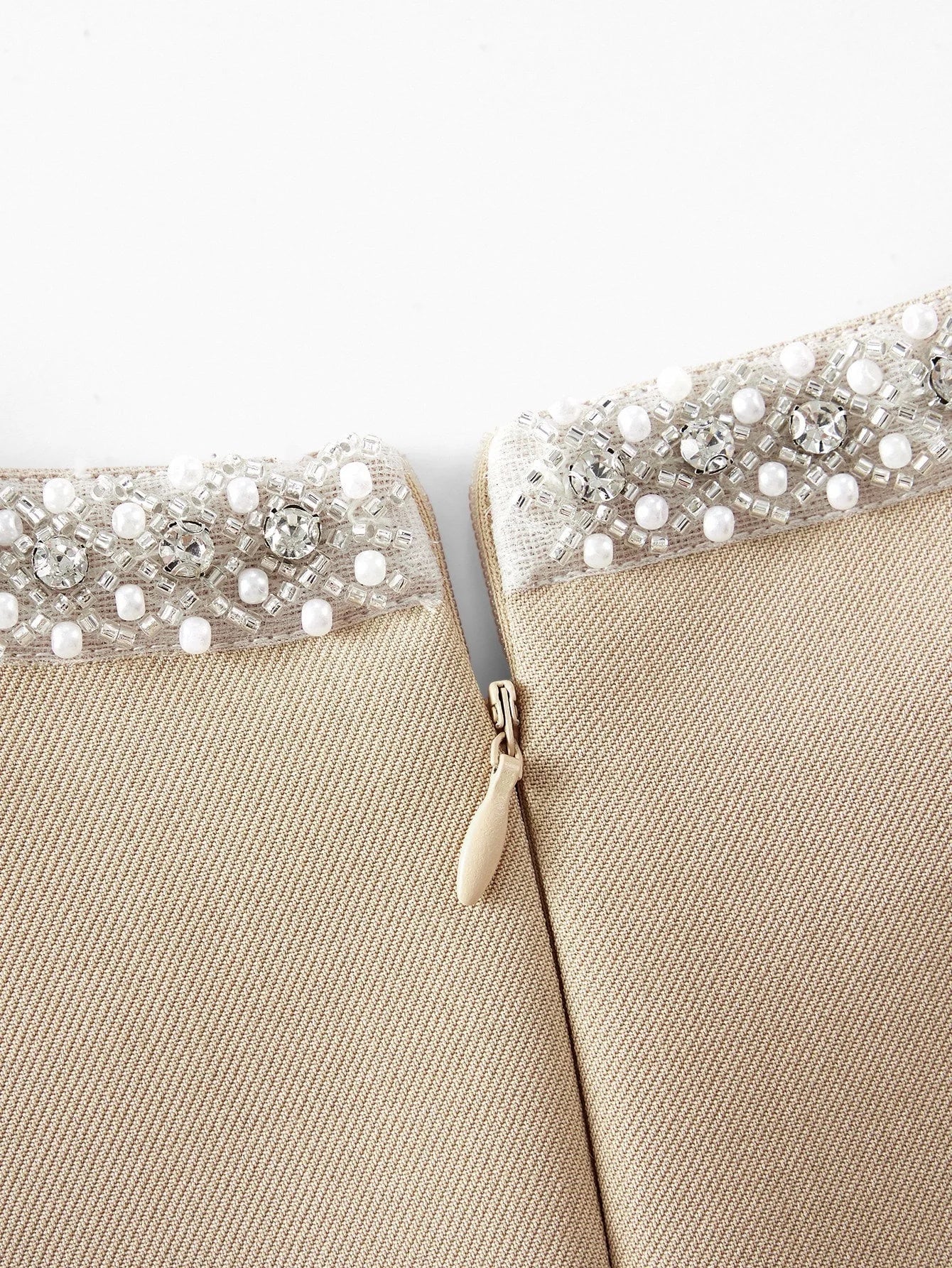 PREMIUM FAUX PEARL TRIM PLEATED DRESS