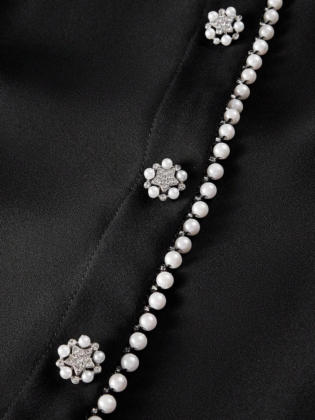 PREMIUM FAUX PEARL TRIM PLEATED HEM 2 IN 1 DRESSSUMMER OUTFITS