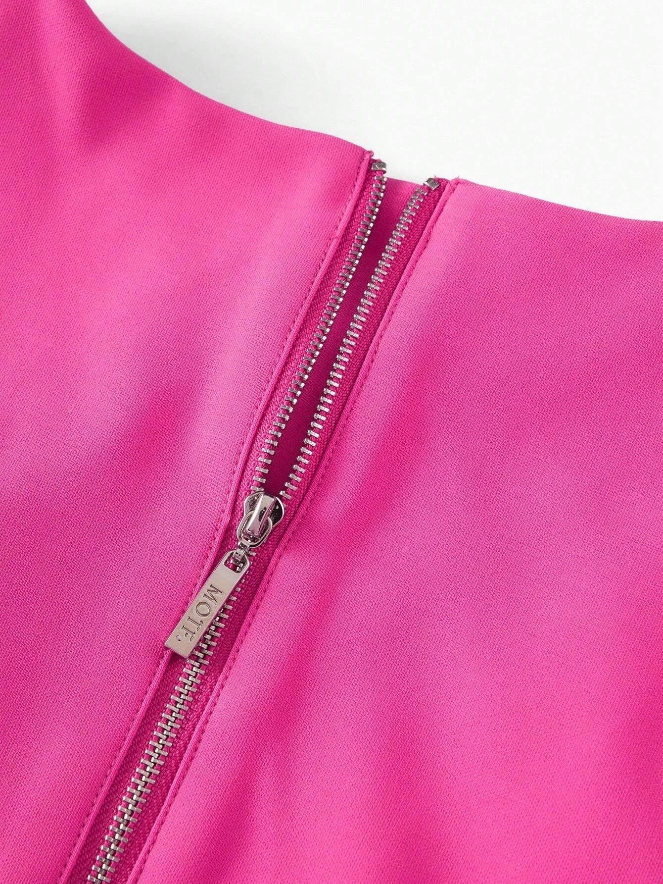 PREMIUM FLAP DETAIL SPLIT HEM CAP SLEEVE DRESS