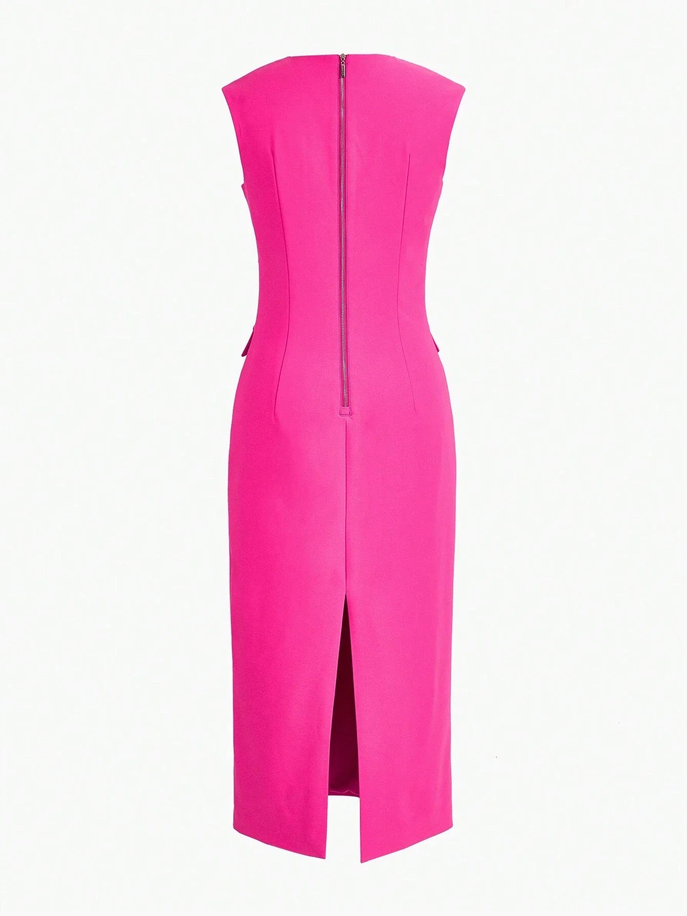 PREMIUM FLAP DETAIL SPLIT HEM CAP SLEEVE DRESS