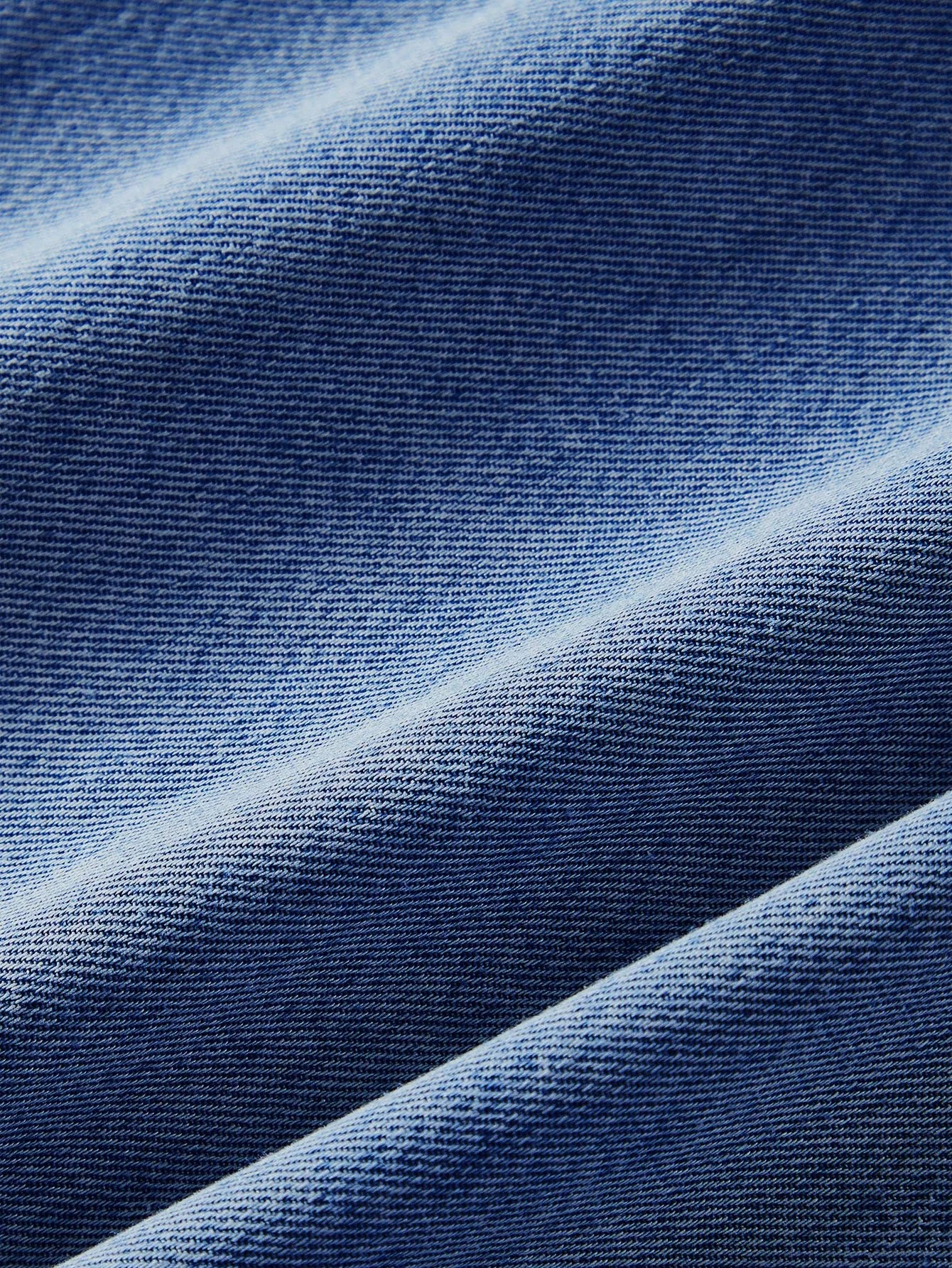 PREMIUM FLAP POCKET BUTTON UP TIERED RUFFLE HEM DENIM SHIRT DRESS WITHOUT BELT