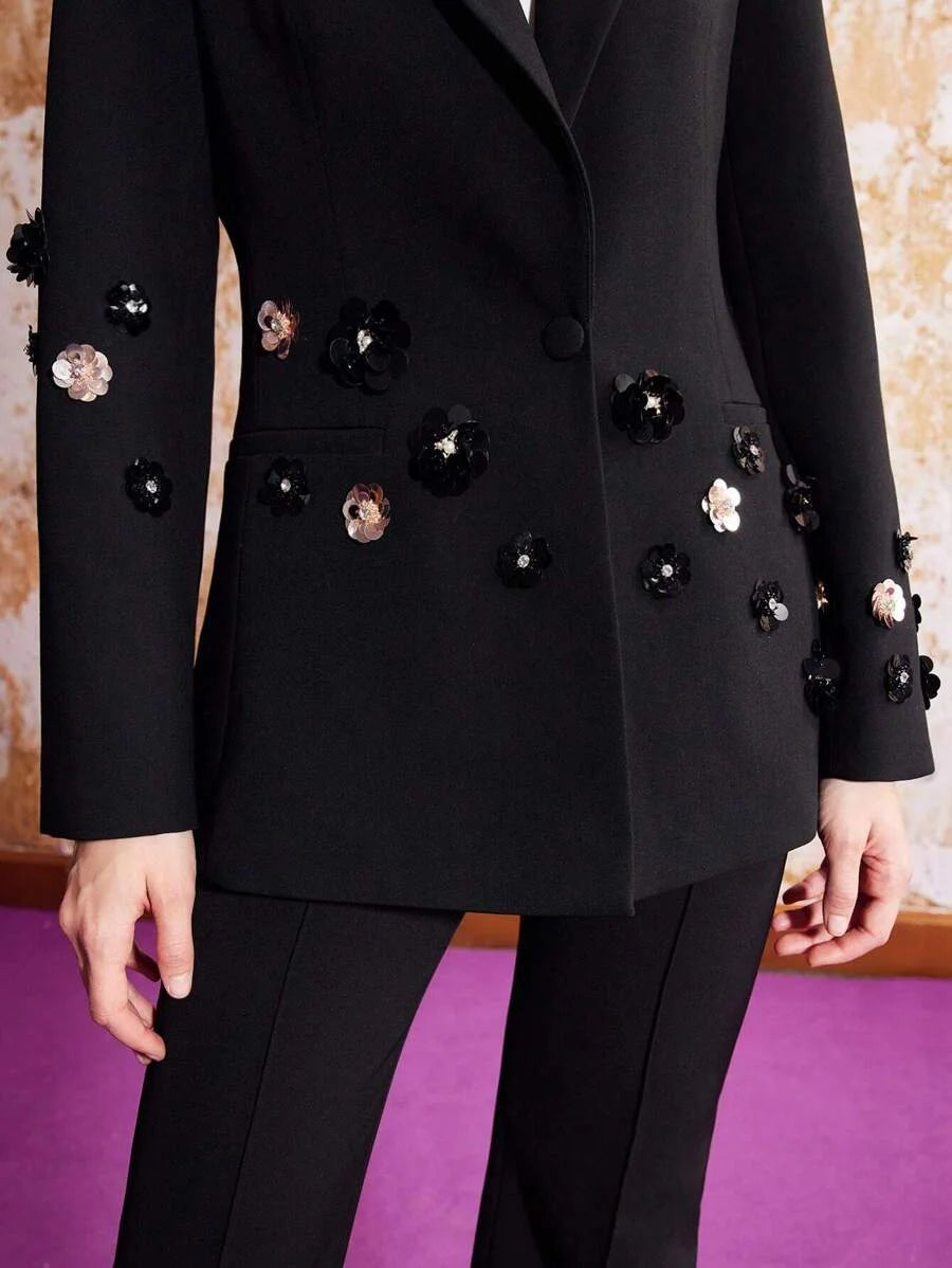 PREMIUM FLORAL APPLIQUE BLAZER