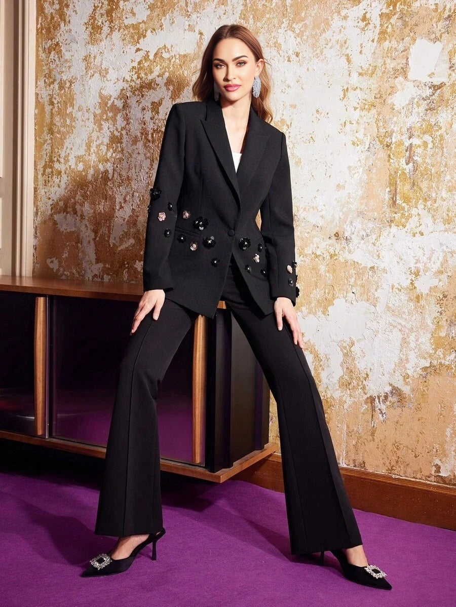 PREMIUM FLORAL APPLIQUE BLAZER