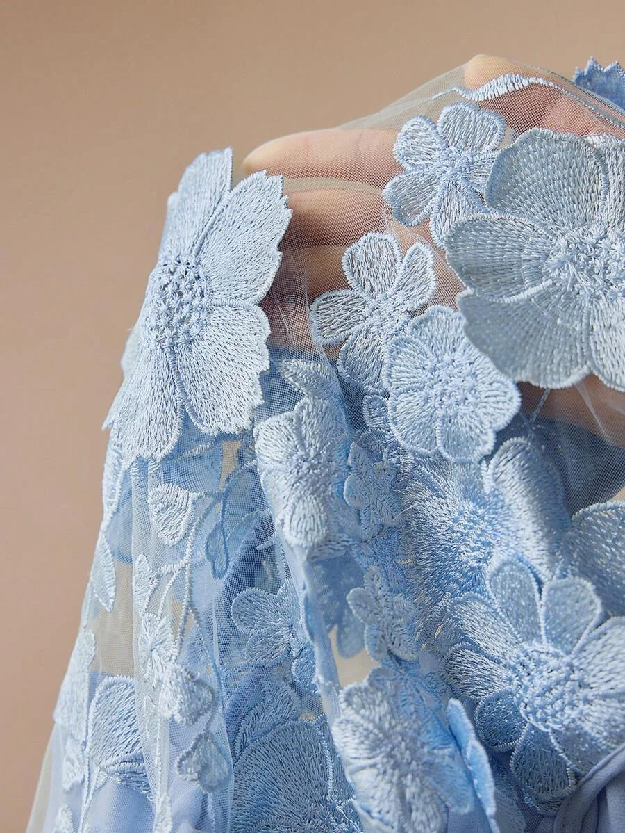 PREMIUM FLORAL APPLIQUED BIAS CUT DRESSSPRINGSUMMER