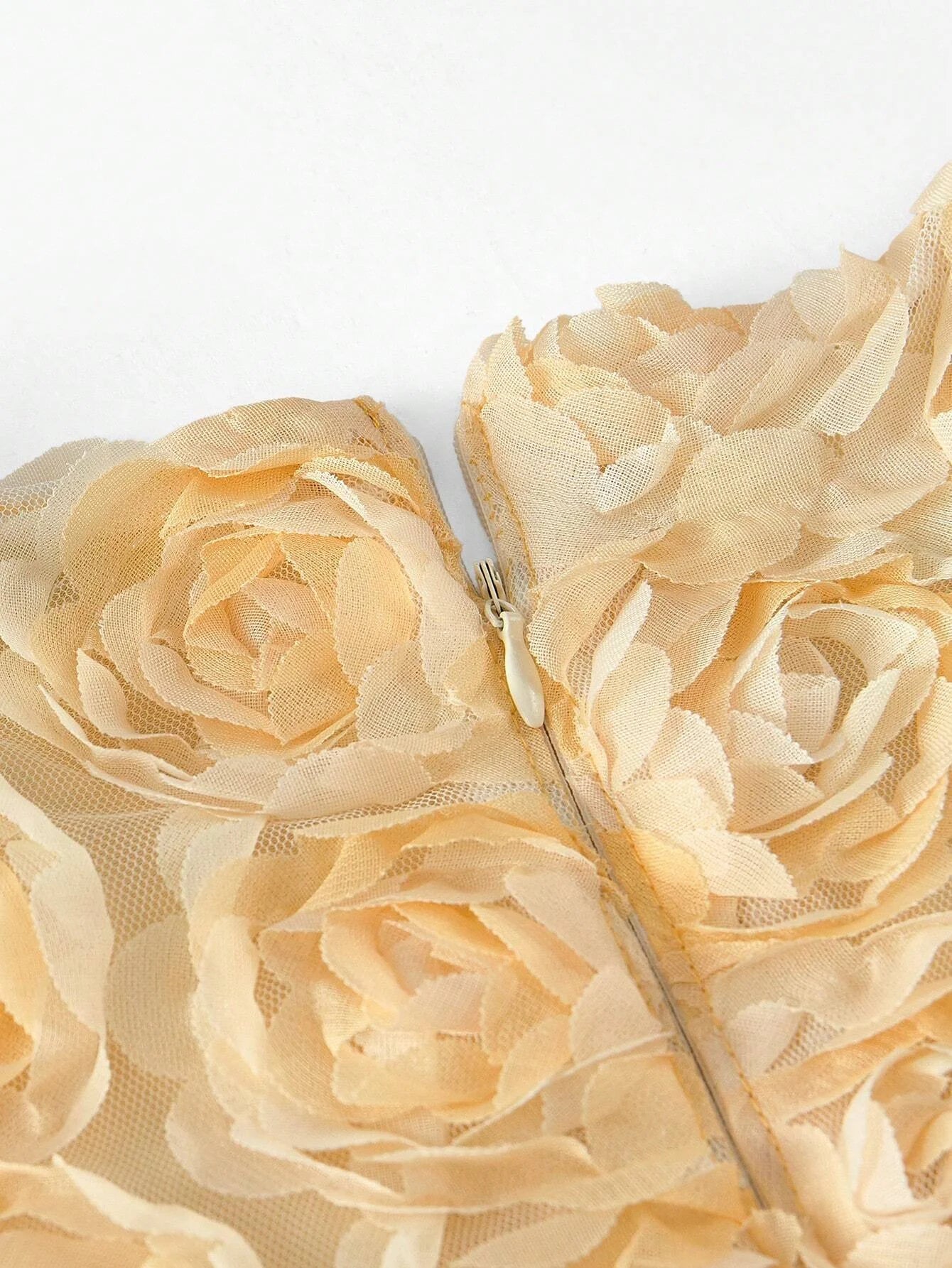 PREMIUM FLORAL APPLIQUED SPLIT HEM MIDI DRESS WOMEN OUTFIT