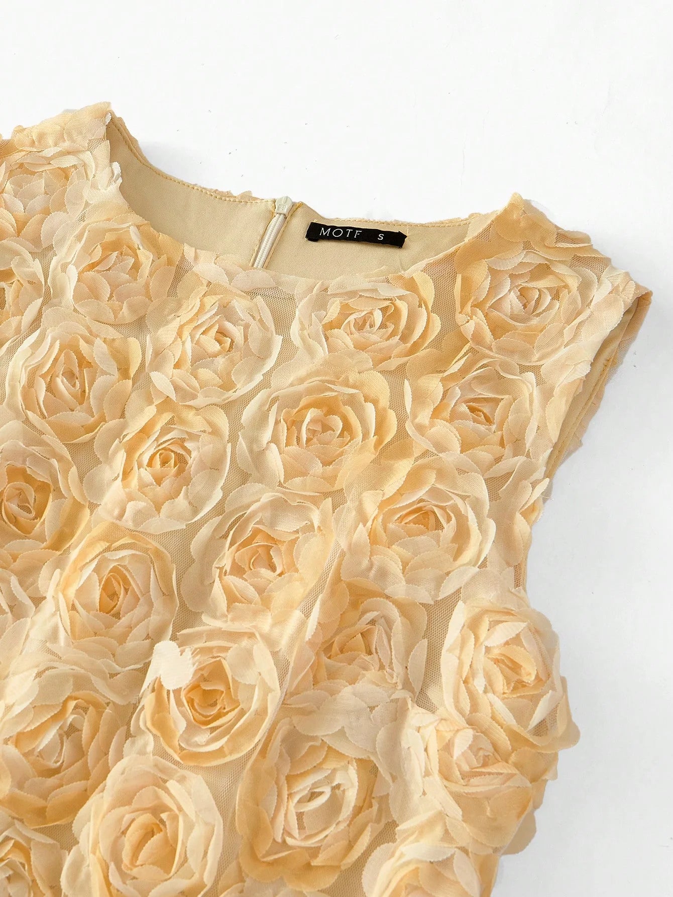 PREMIUM FLORAL APPLIQUED SPLIT HEM MIDI DRESS WOMEN OUTFIT