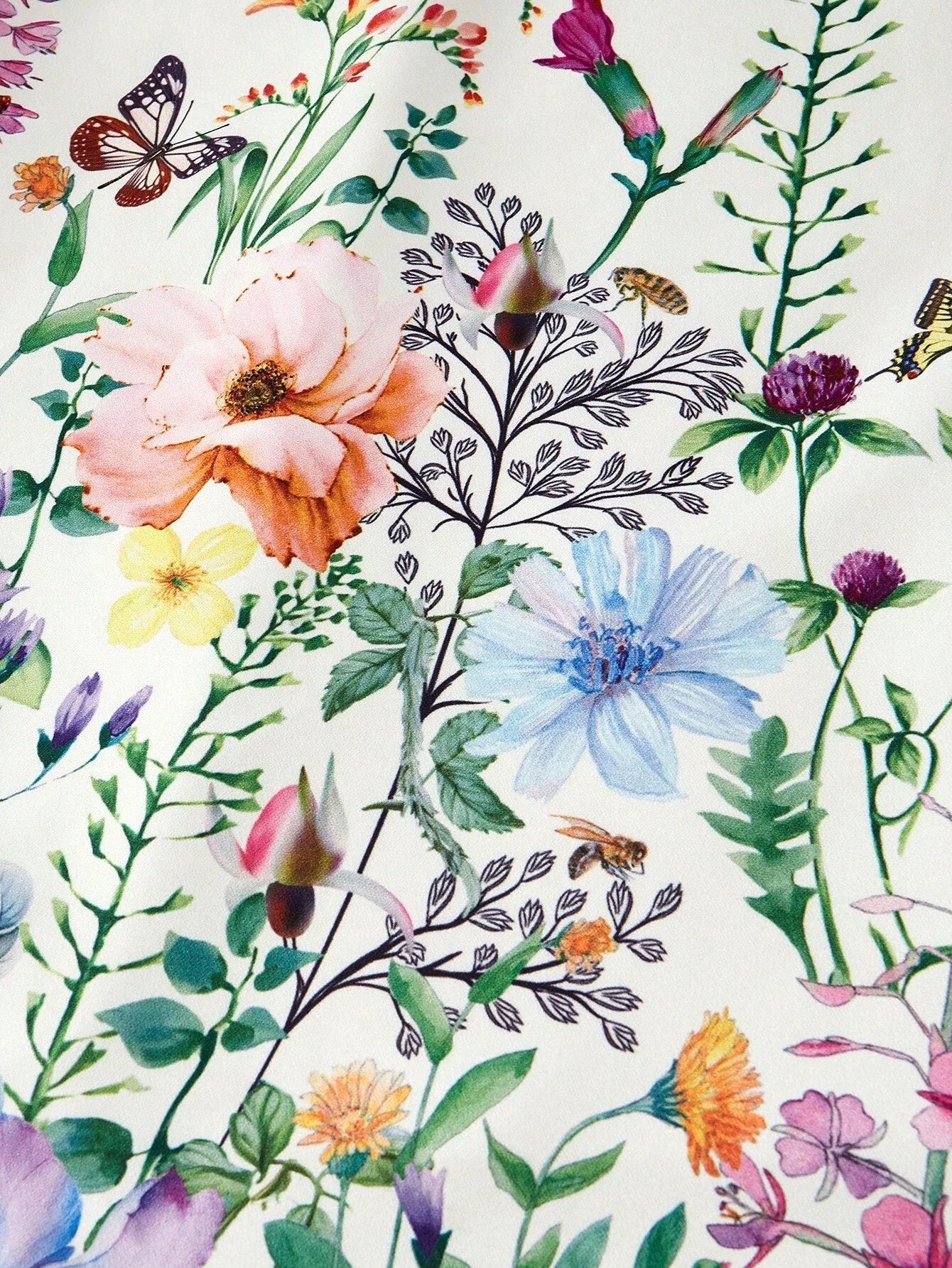 PREMIUM FLORAL BUTTERFLY PRINT SLEEVELESS DRESS