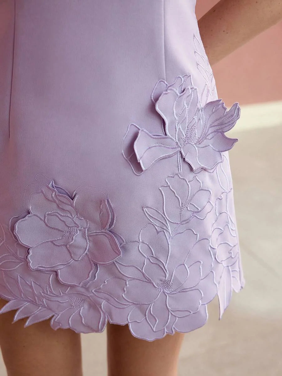 PREMIUM FLORAL EMBROIDERED SLEEVELESS DRESS