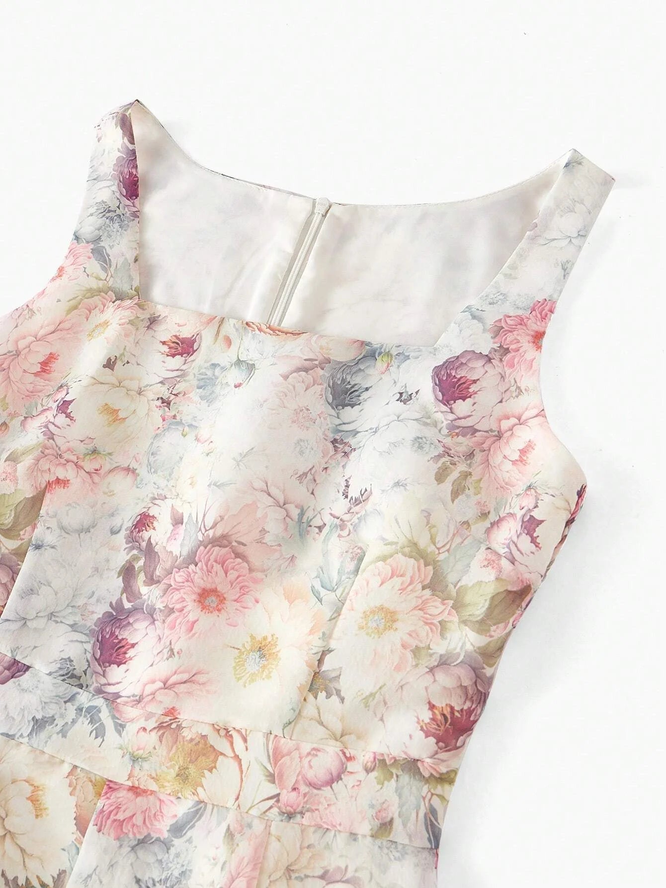 PREMIUM FLORAL EMBROIDERY A LINE TANK DRESS