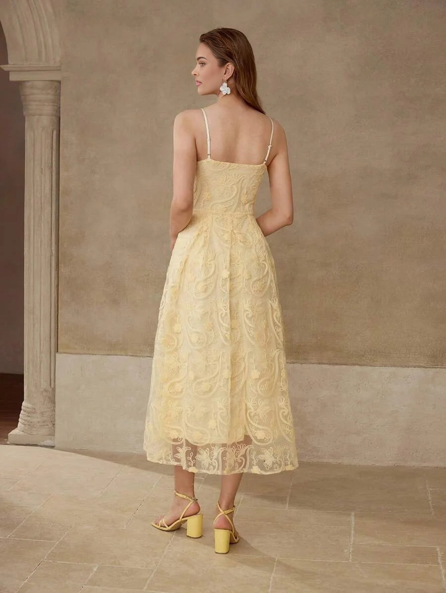 PREMIUM FLORAL EMBROIDERY CAMI DRESS