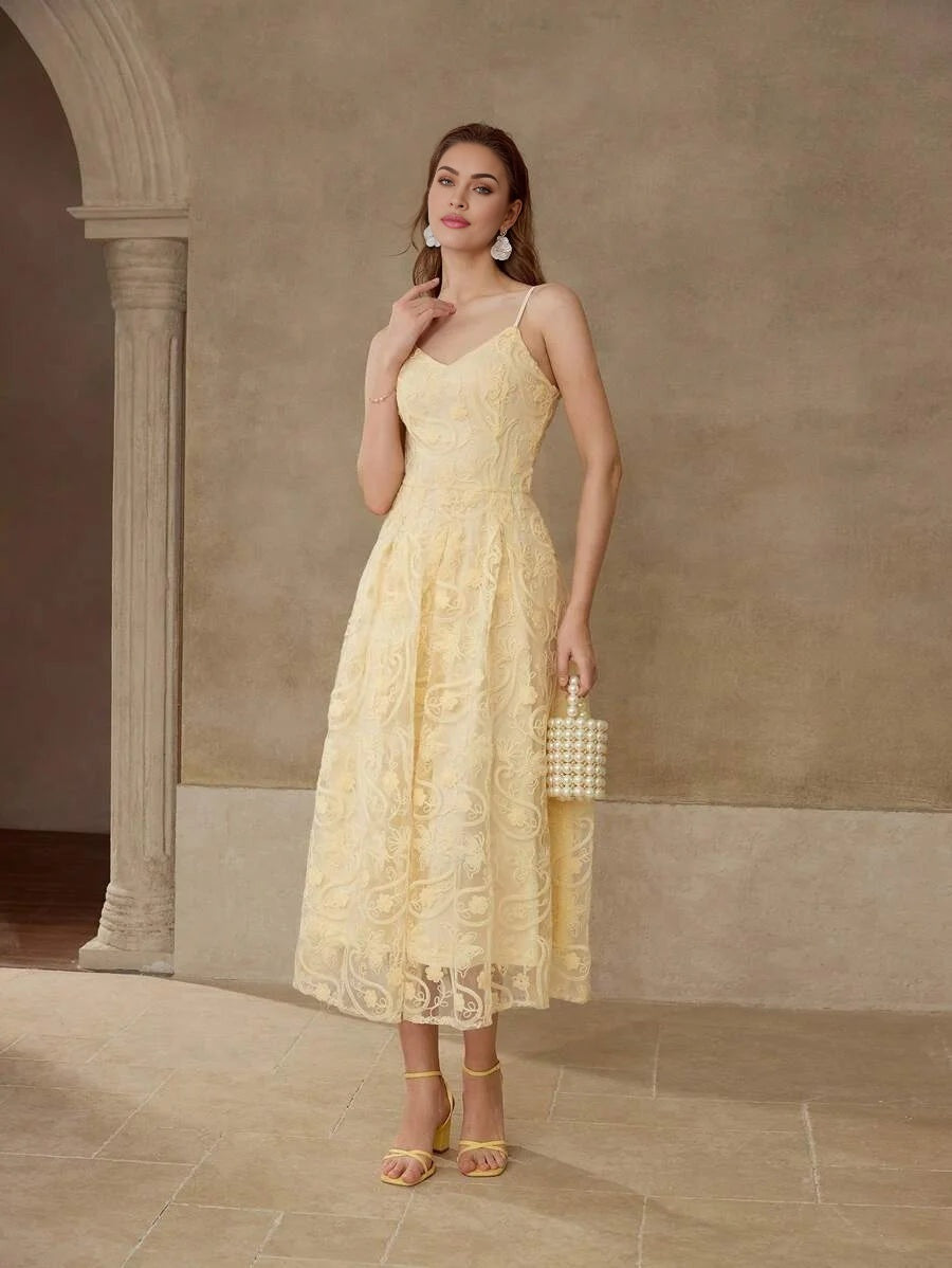 PREMIUM FLORAL EMBROIDERY CAMI DRESS