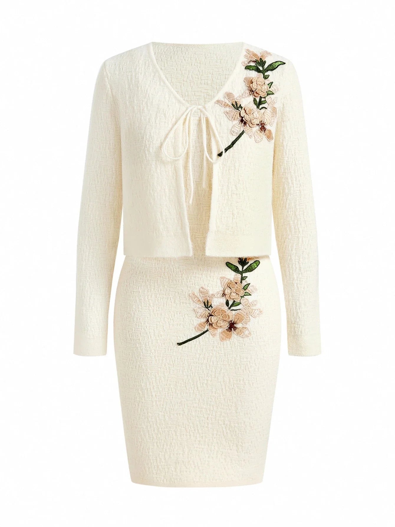 PREMIUM FLORAL EMBROIDERY CAMI SWEATER DRESS amp CARDIGAN