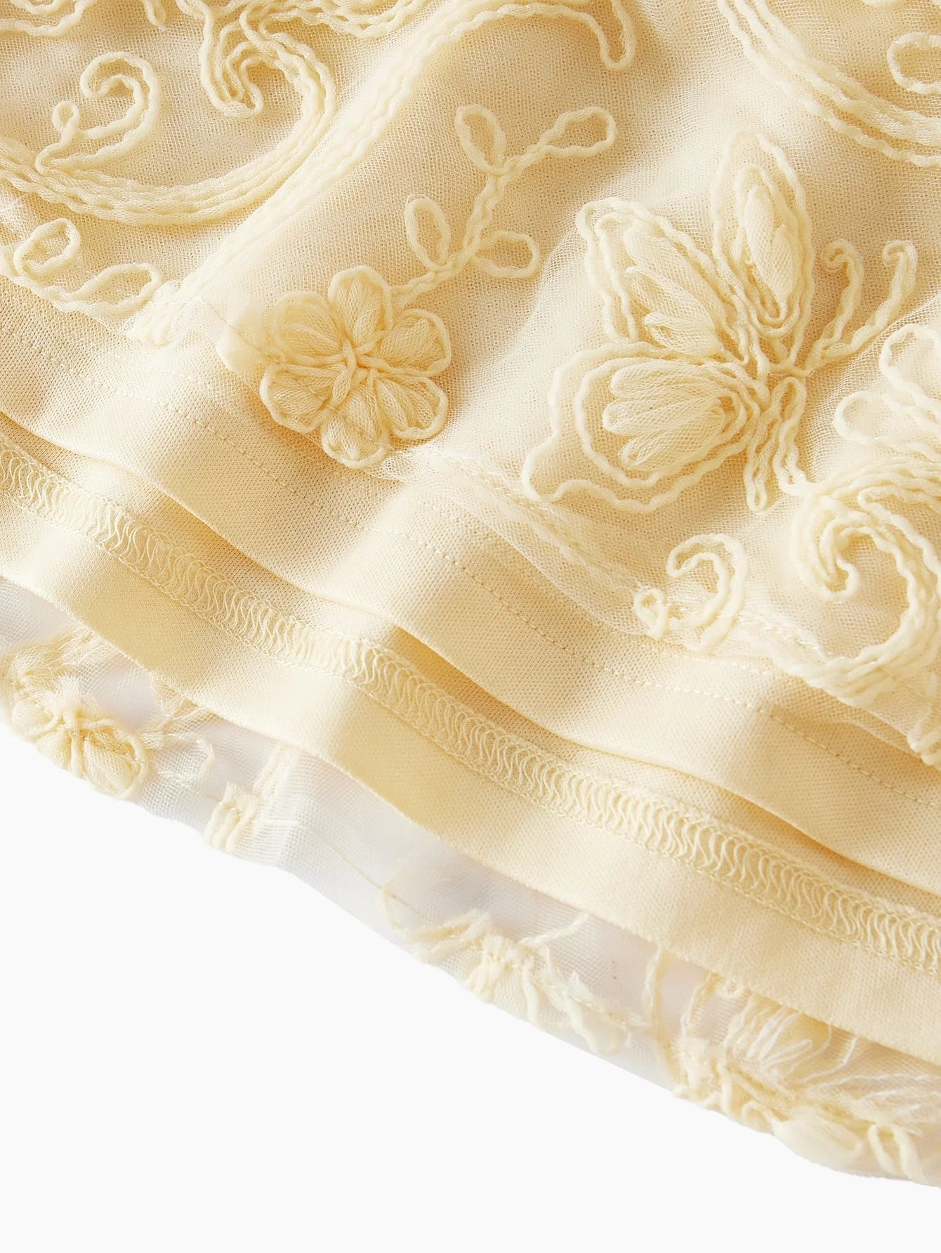 PREMIUM FLORAL EMBROIDERY CONTRAST MESH DRESS