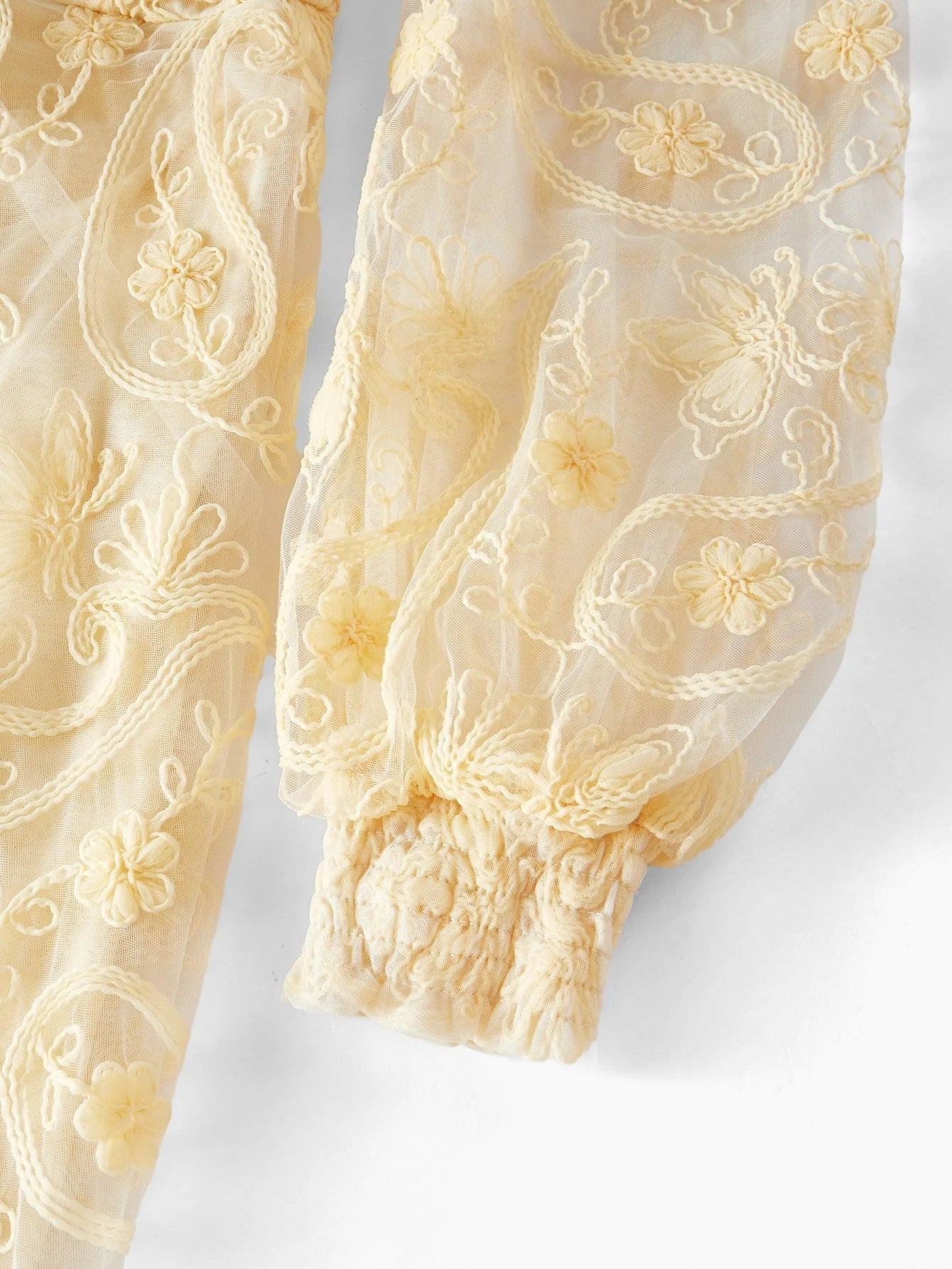 PREMIUM FLORAL EMBROIDERY CONTRAST MESH DRESS