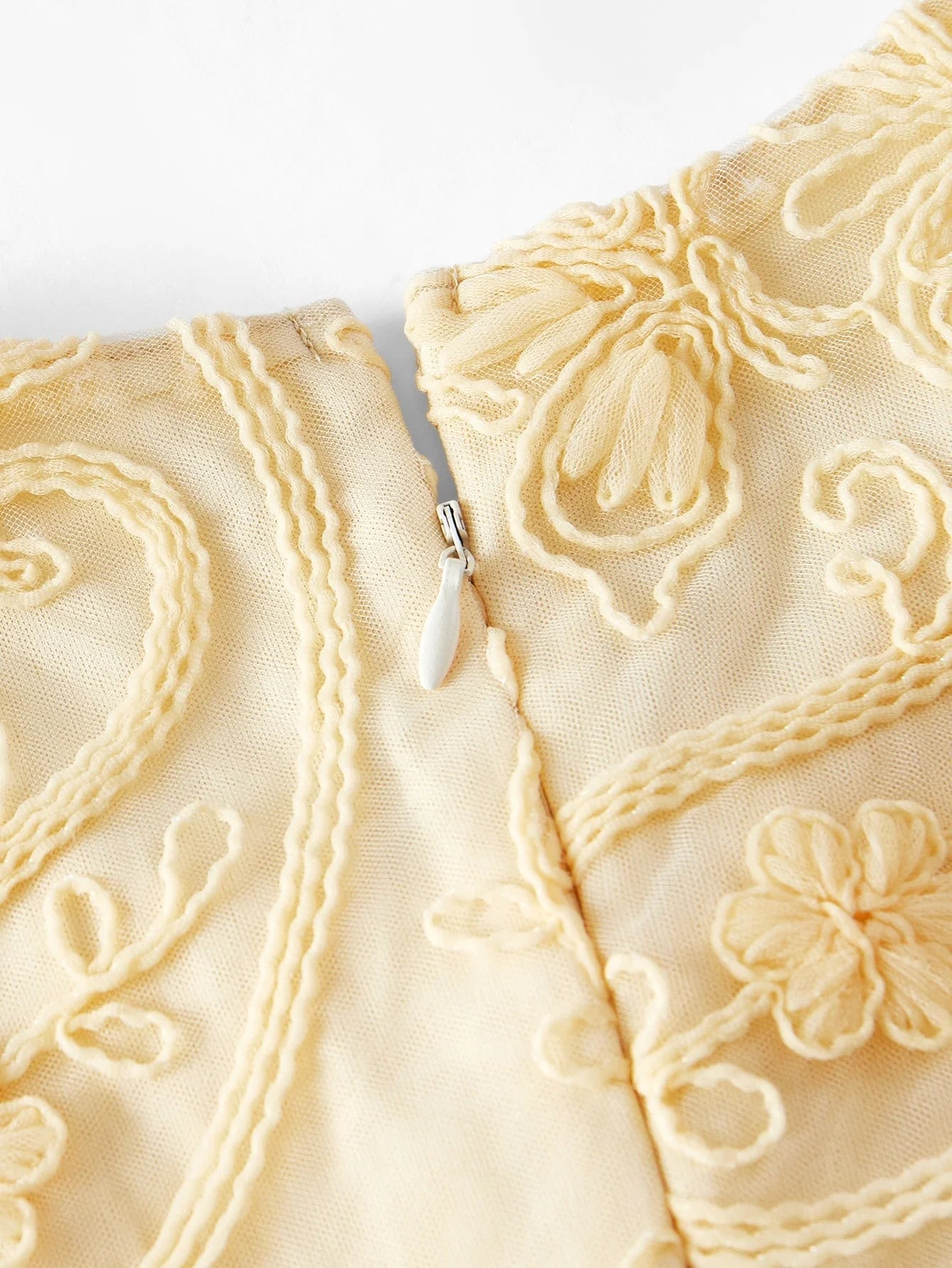 PREMIUM FLORAL EMBROIDERY CONTRAST MESH DRESS