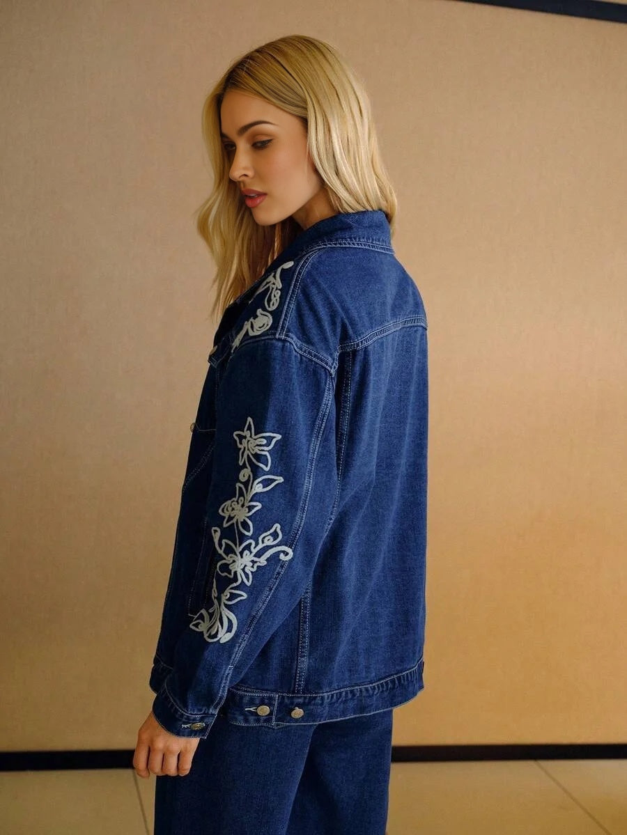 PREMIUM FLORAL EMBROIDERY DENIM JACKET