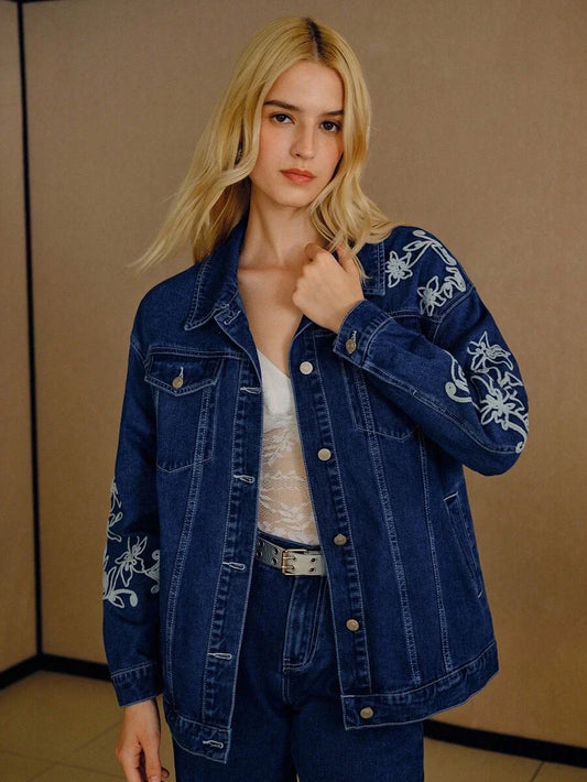 PREMIUM FLORAL EMBROIDERY DENIM JACKET