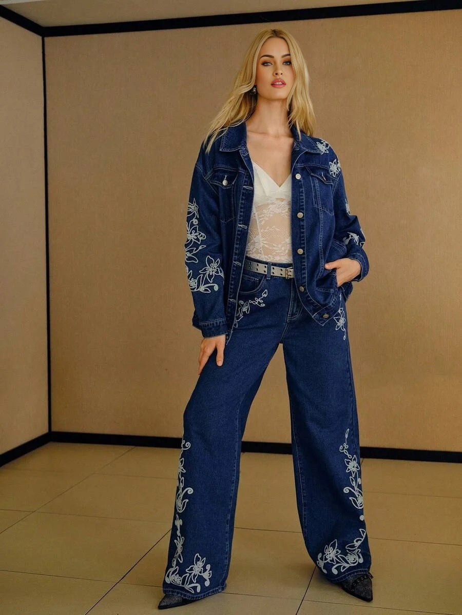 PREMIUM FLORAL EMBROIDERY DENIM JACKET