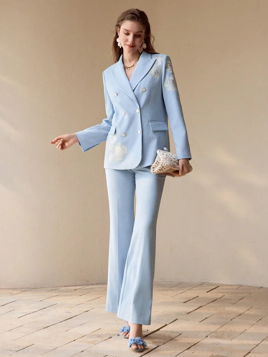 PREMIUM FLORAL EMBROIDERY DOUBLE BREASTED BLAZERSPRINGSUMMER